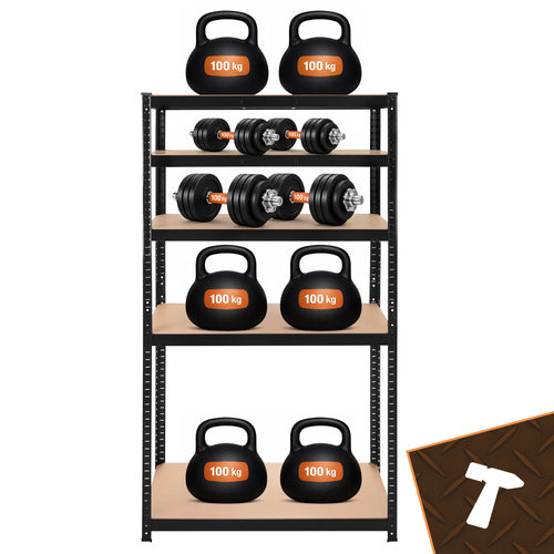 Steel Storage Rack, 5 Shelves, 180x90x40 cm, Black