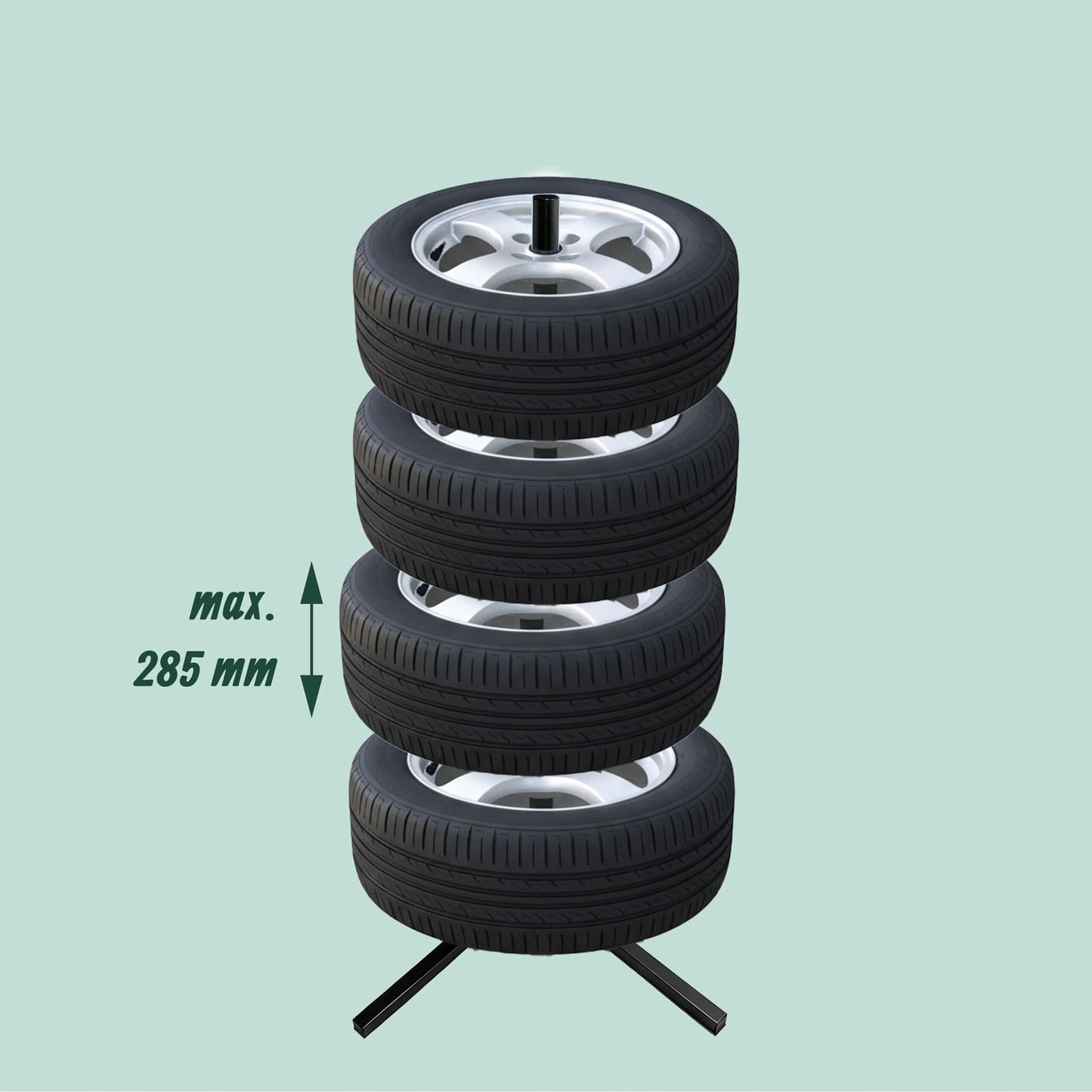 Steel Tyre Rack for 4 Tyres, 285mm, 120kg Capacity