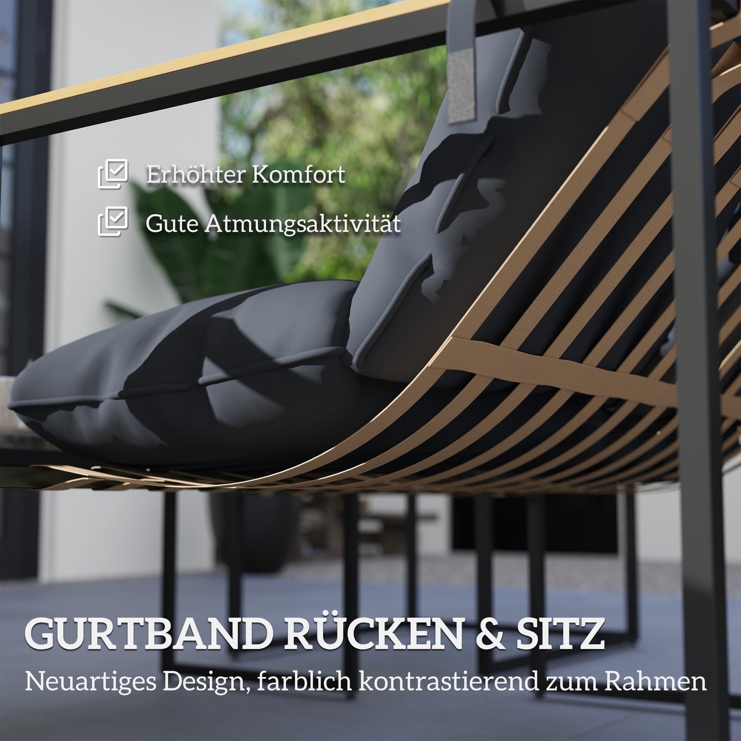 Garden furniture in steel for 4, weatherproof, gray