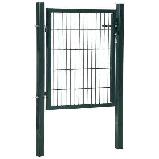 Steel garden gate with handle and lock, 97 x 150 cm, green