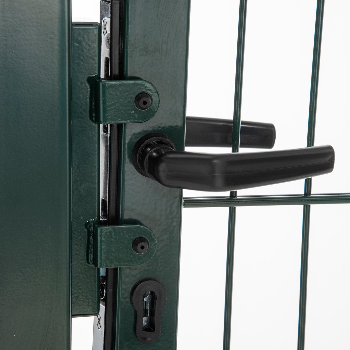 Steel garden gate with handle and lock, 97 x 150 cm, green