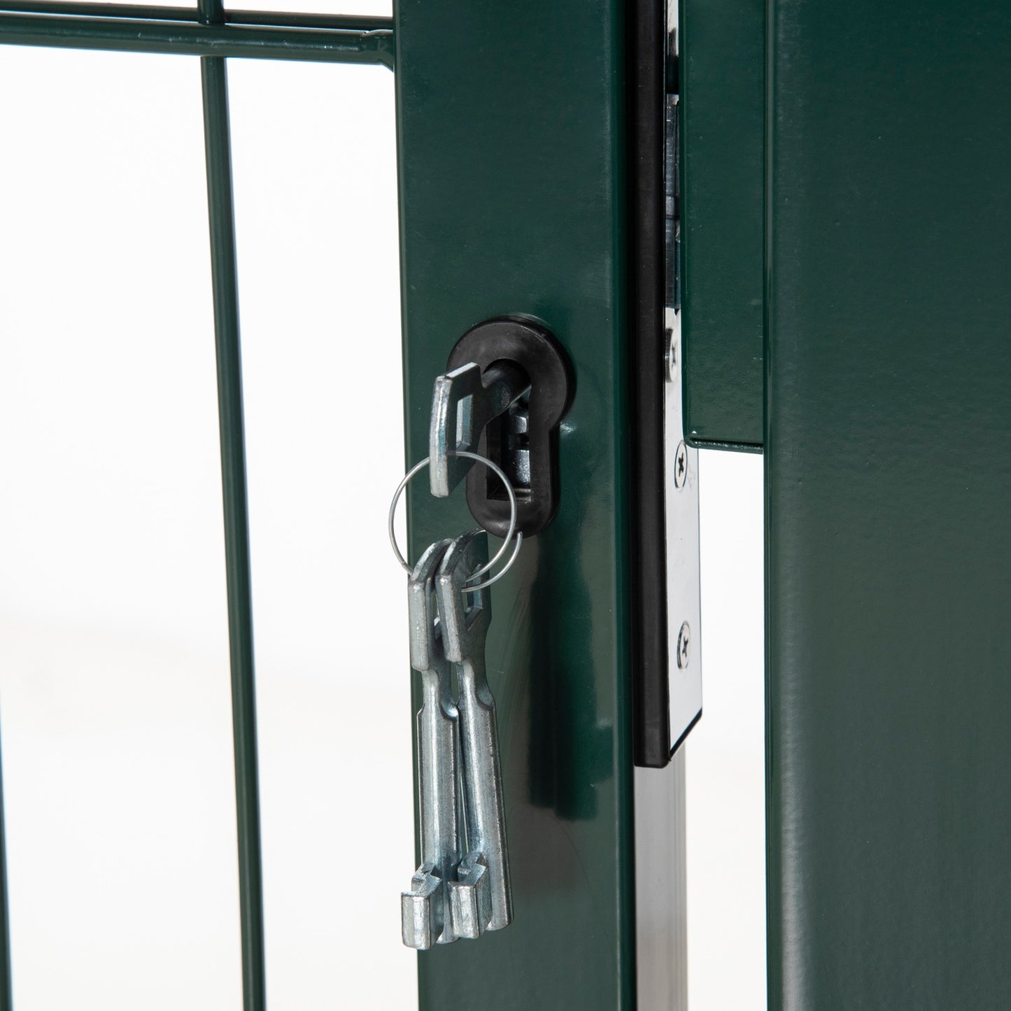 Steel garden gate with handle and lock, 97 x 150 cm, green