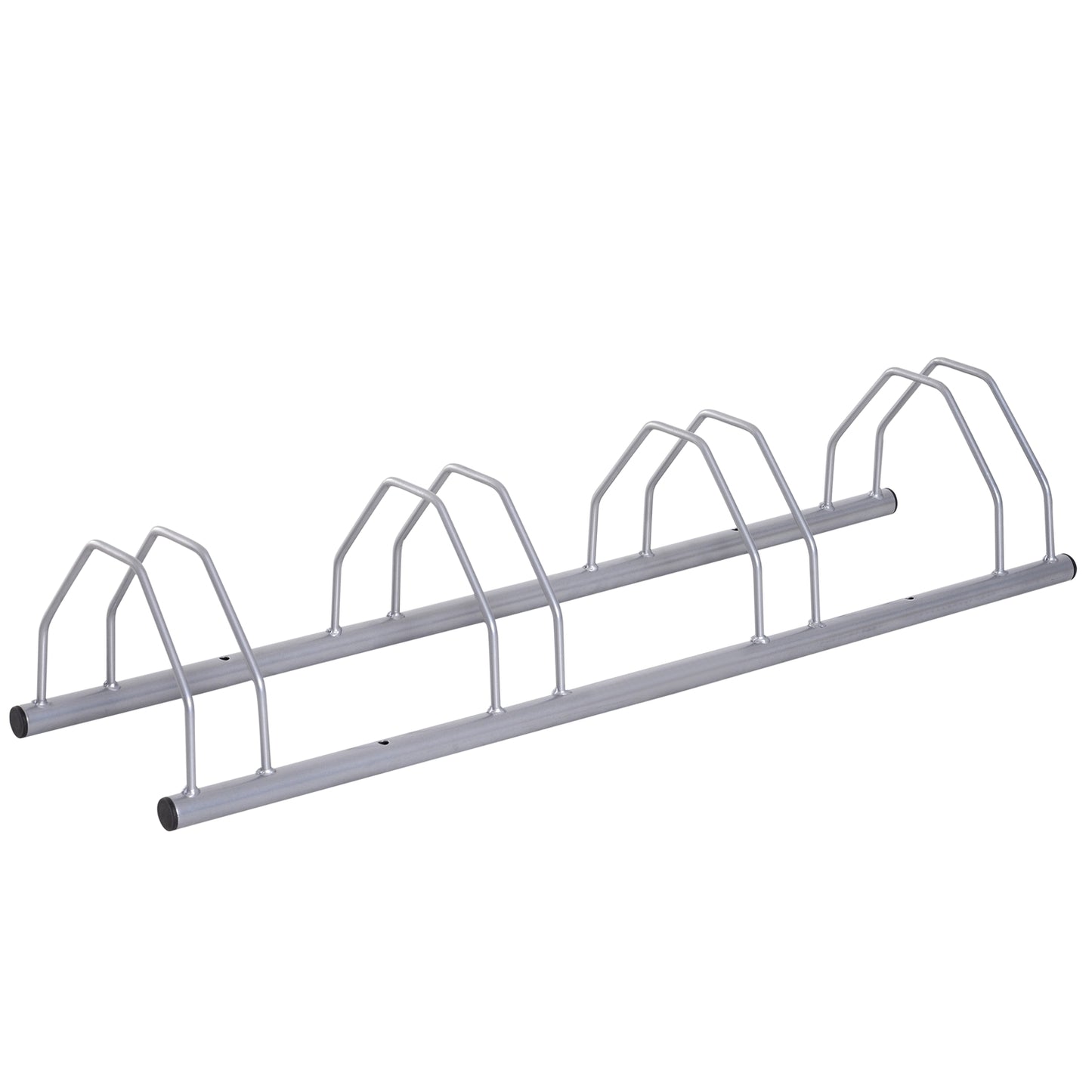 Steel rack for 4 bikes, floor and wall mount, silver finish