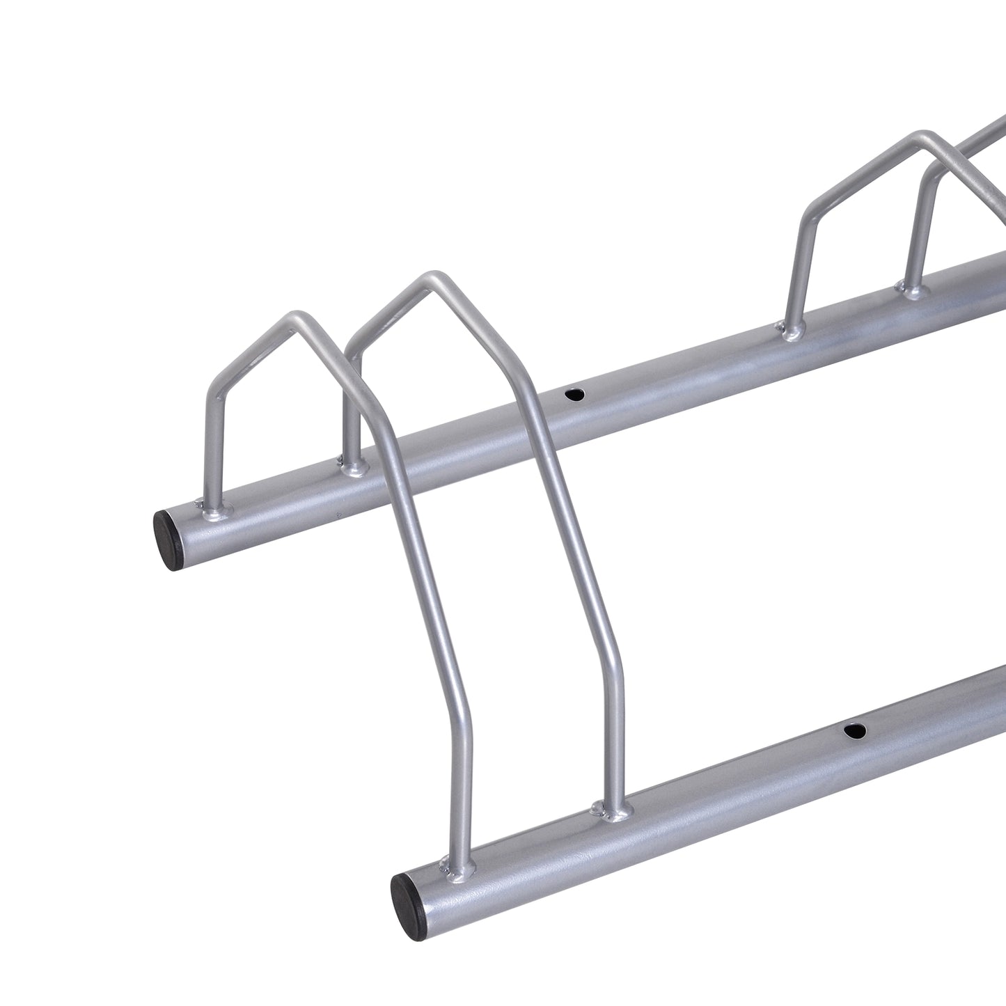 Steel rack for 4 bikes, floor and wall mount, silver finish