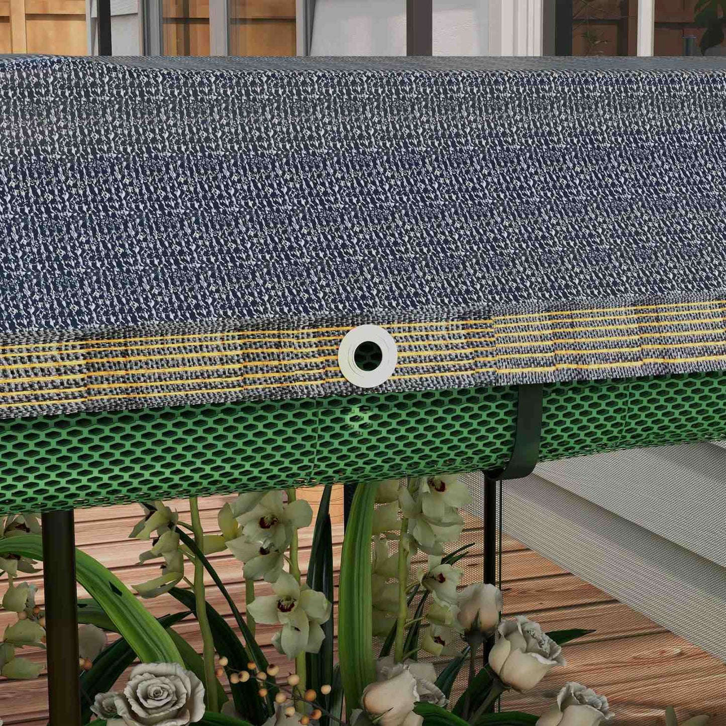 Steel garden bed with bird netting, dark grey, 230x110x110 cm