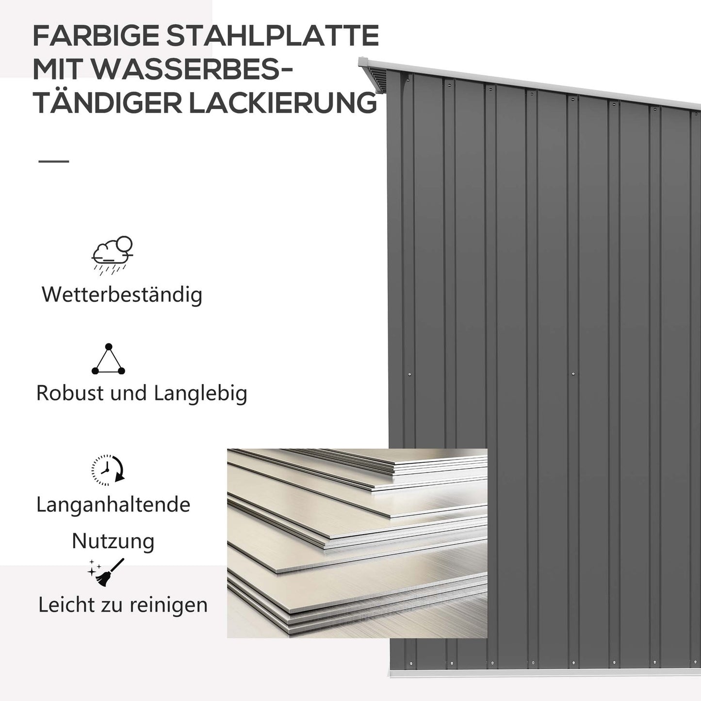 Lockable steel garden cabinet, Nice roof, 0.92 m², Grey