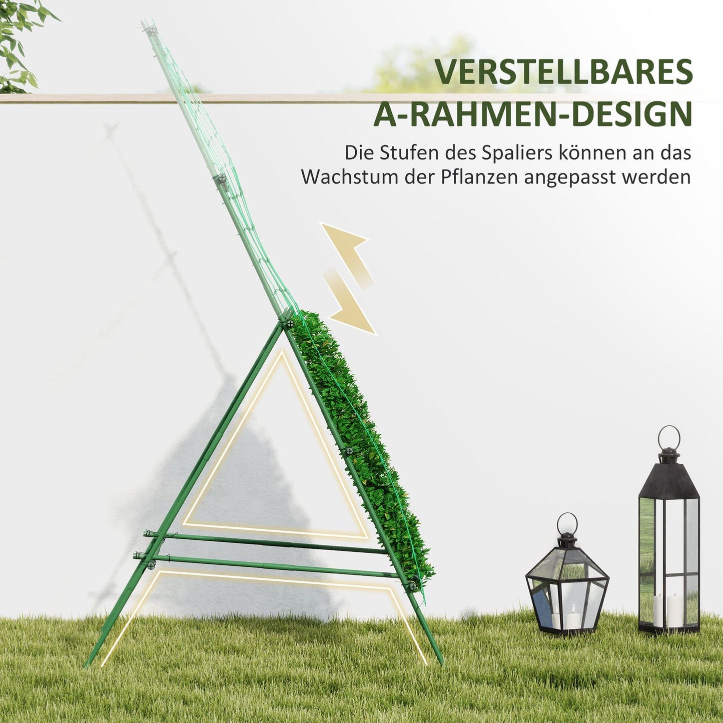 A-frame rustproof garden trellis in steel, 101x133x227 cm