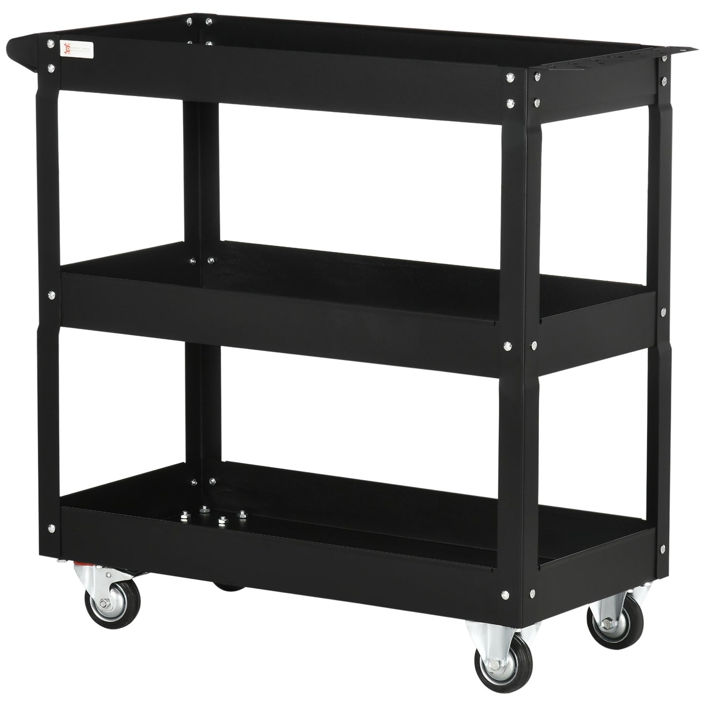 Steel workshop trolley, 3 shelves, wheels, 150 kg Capacity
