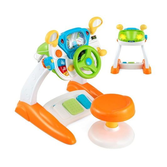 Steering Wheel Toy Interactive Driving Toy with Stool & Light & Music & Megaphone