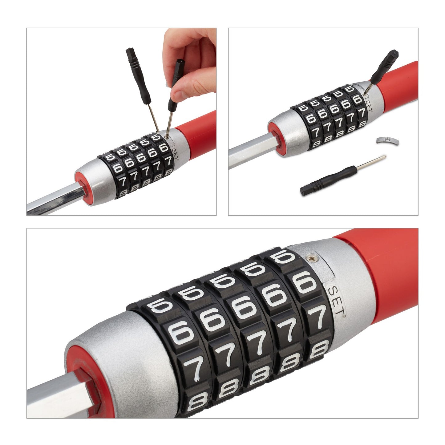 Steering wheel lock with number combination