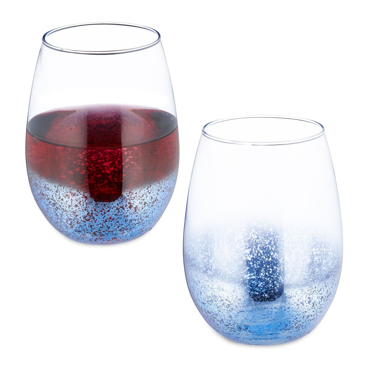 Stemless wine glasses set of 2 blue