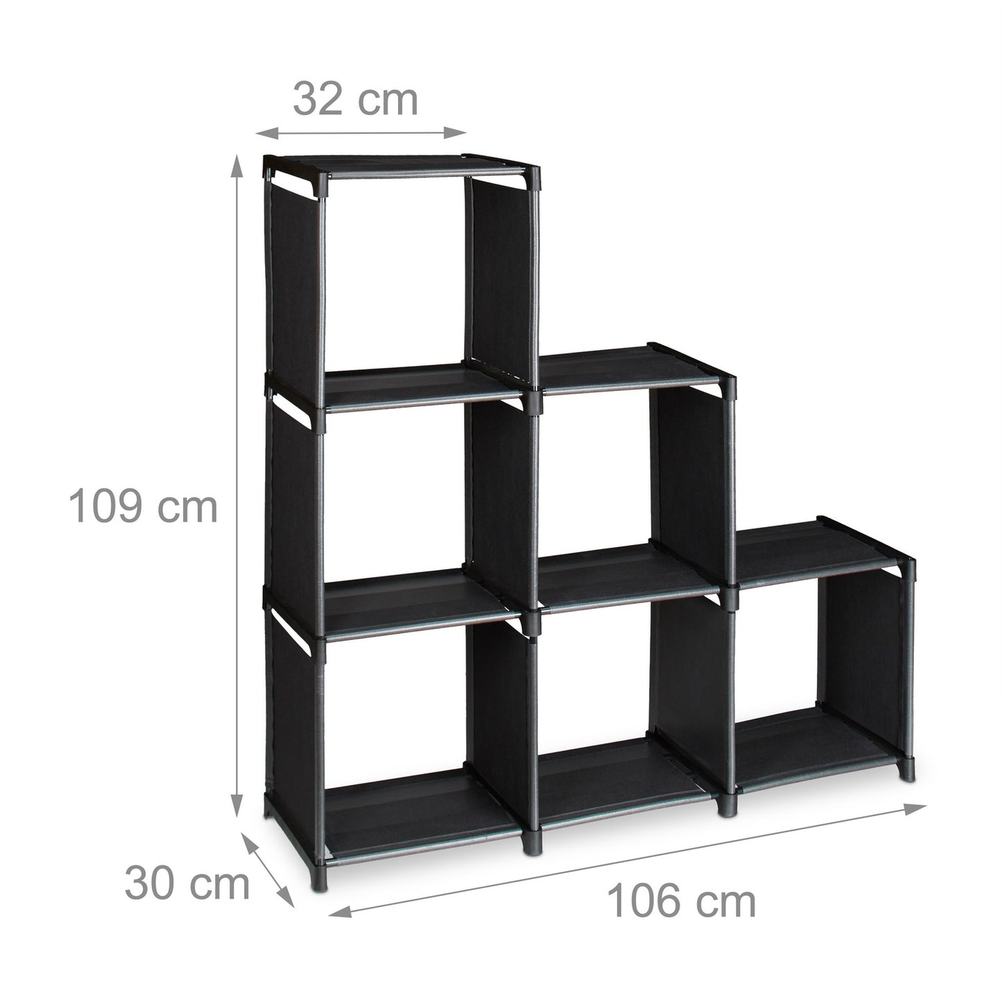 Step Shelf with 6 Compartments