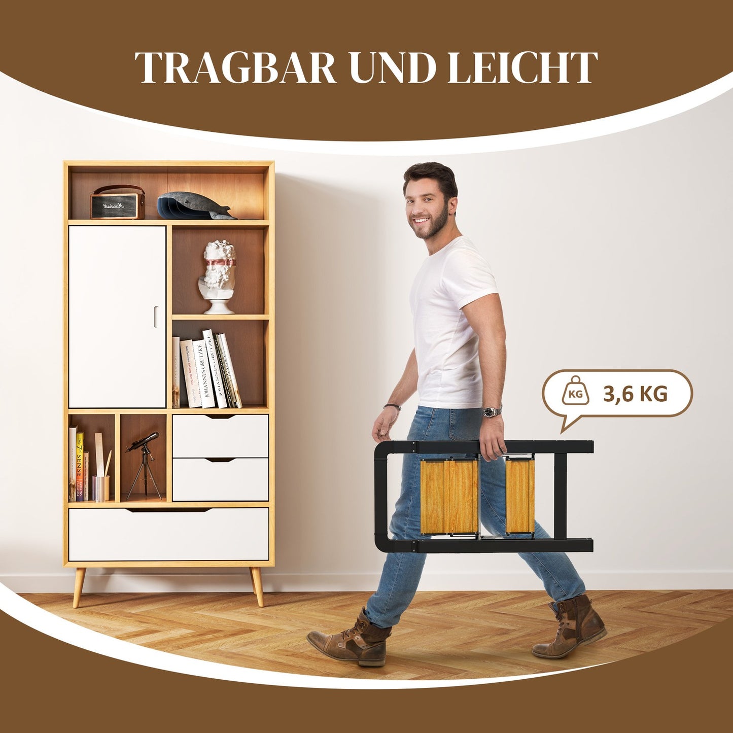 Aluminum ladder - 2 steps, non-slip, 150 kg capacity