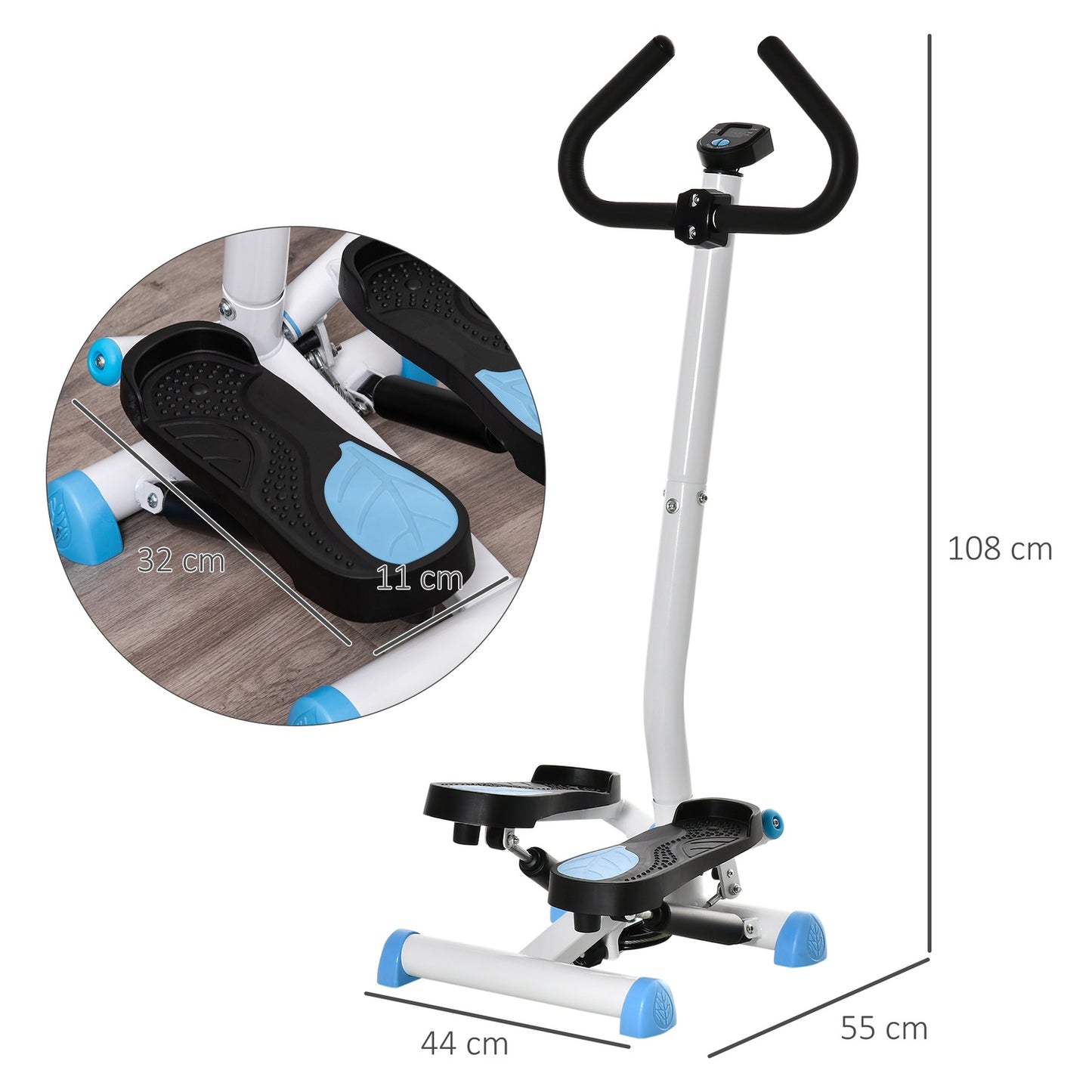 Fitness Swing Stepper with handle, LCD, 100 kg capacity