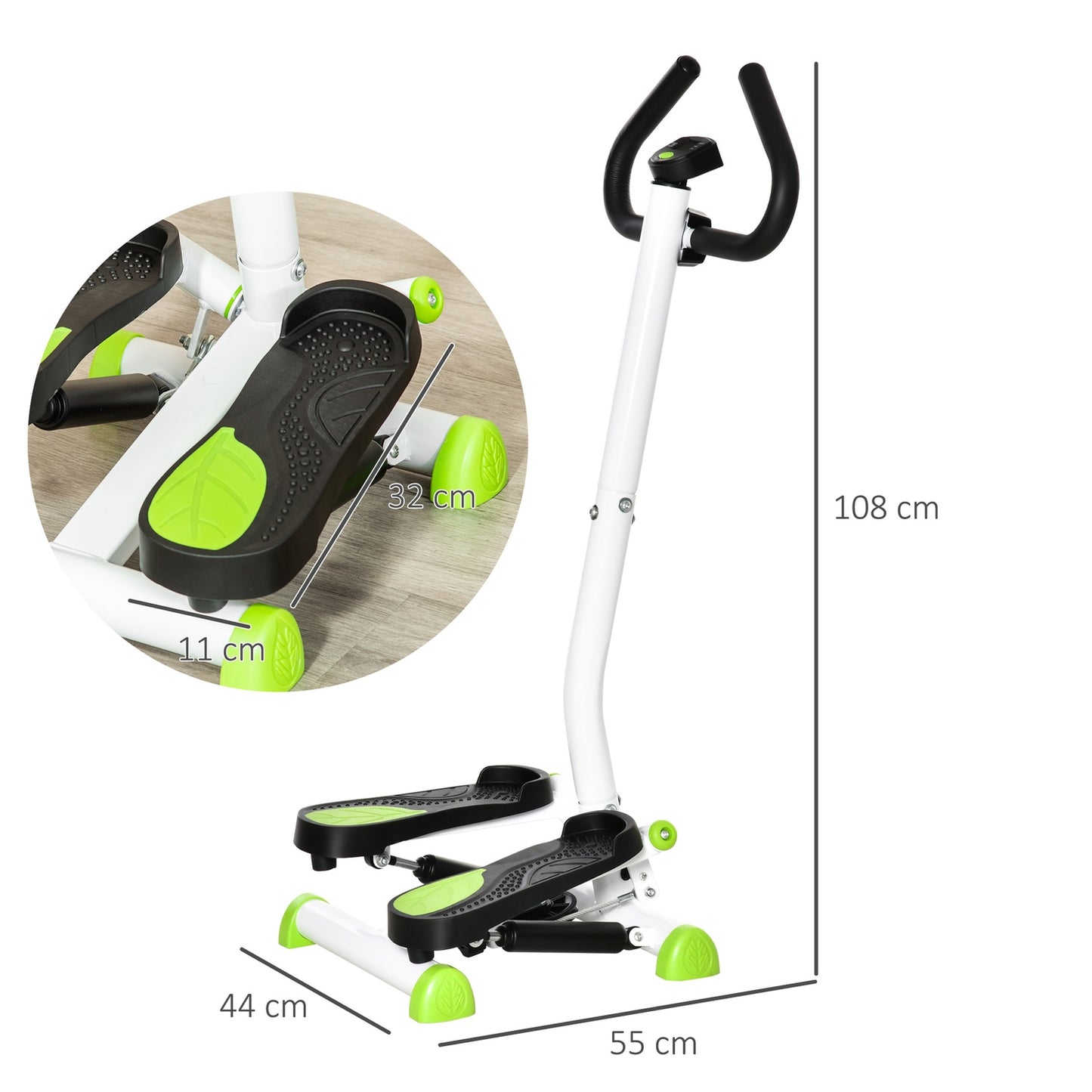 Stepper with LCD, Handle - Steel, Supports 100 kg