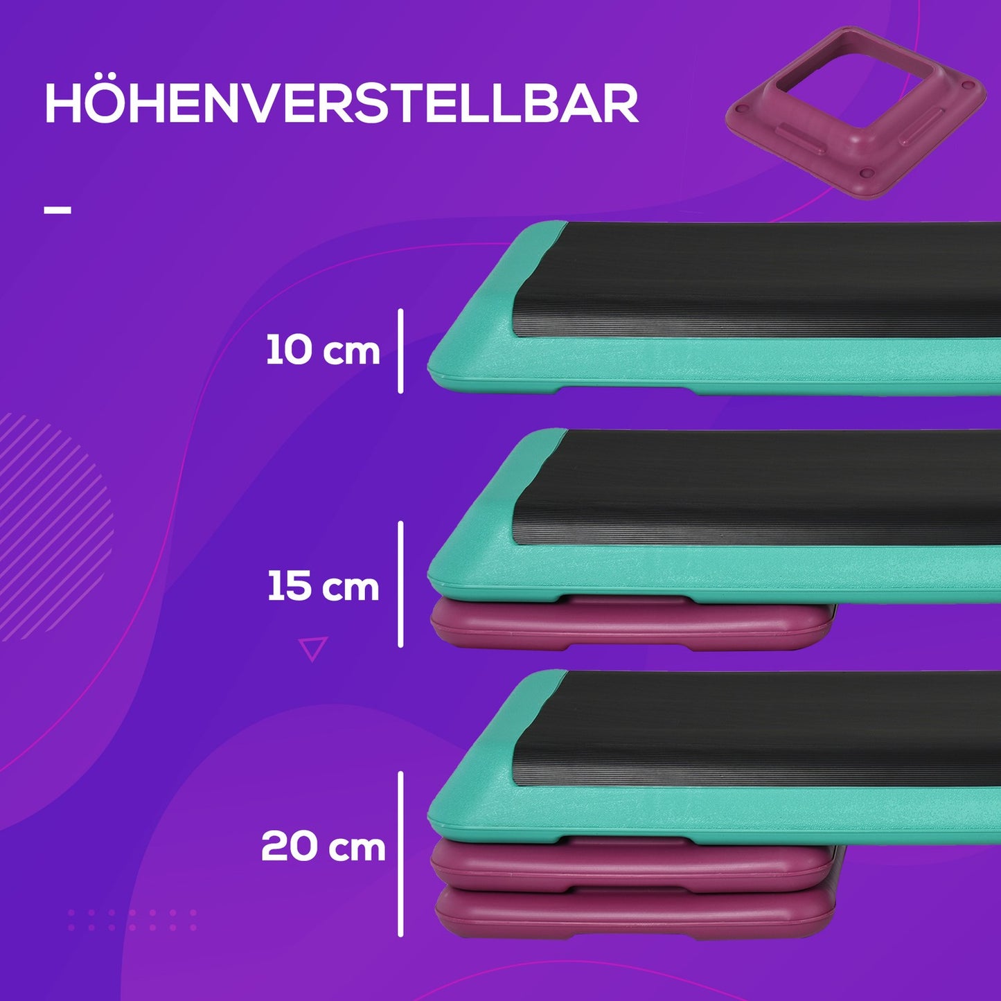 Adjustable Aerobic Stepper, Anti-Slip surface, 3 heights