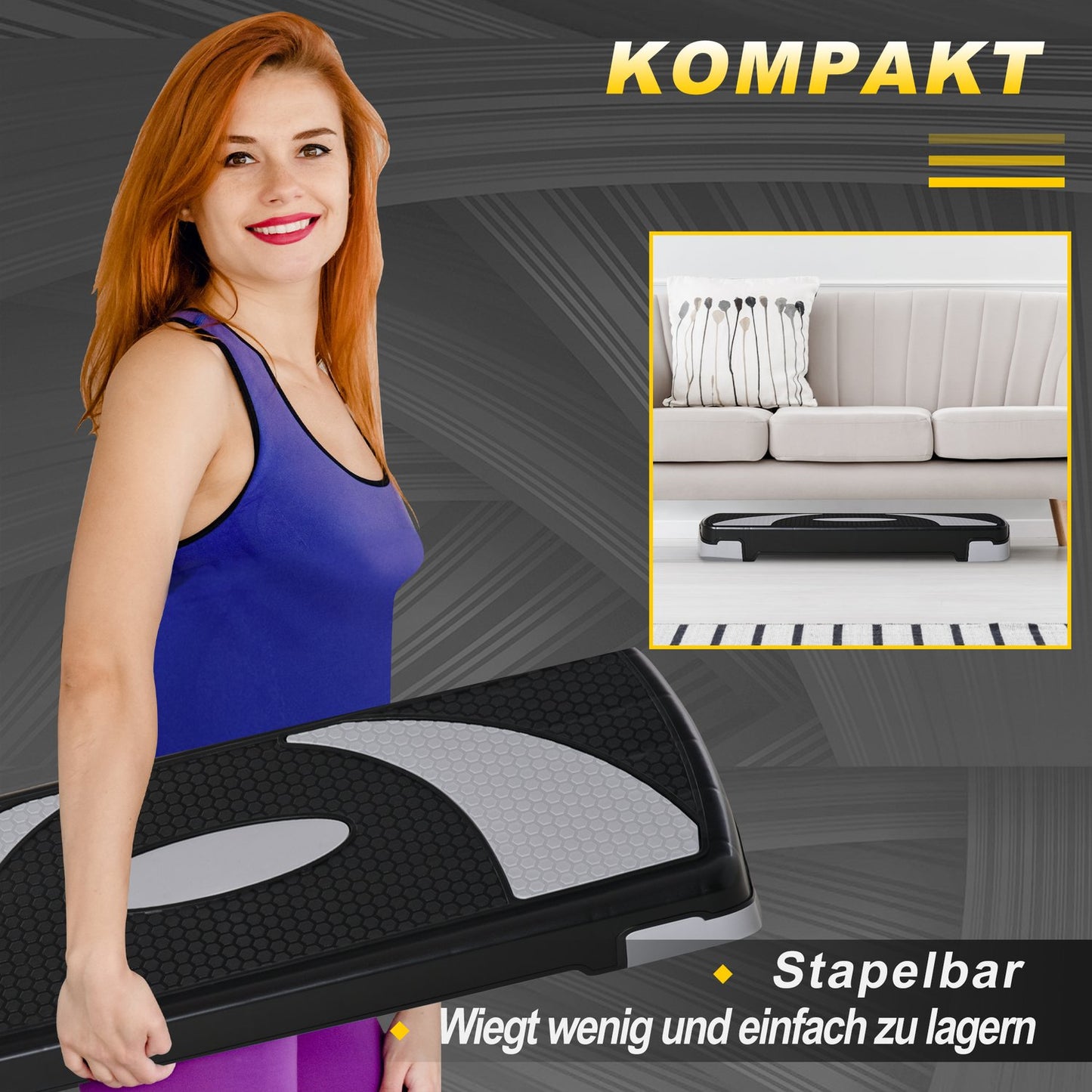 Adjustable Aerobic Stepper, 3 heights, 150 kg capacity