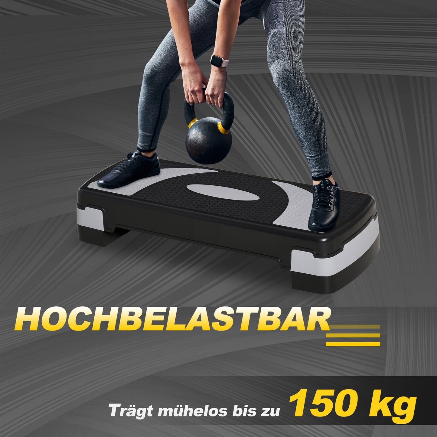 Adjustable Aerobic Stepper, 3 heights, 150 kg capacity