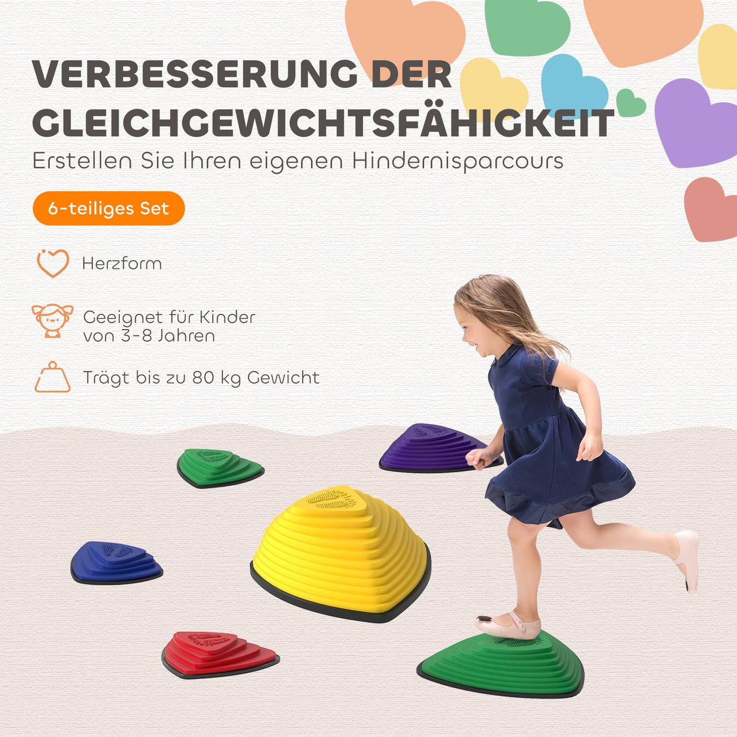 Stepping Stones Set, Non-Slip, Indoor/Outdoor, Stackable