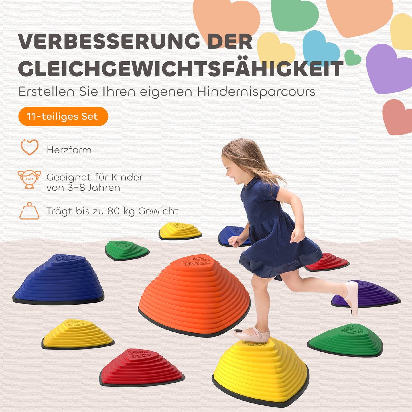 Stepping Stones Set, Non-Slip, Indoor/Outdoor, Stackable, Multicolor