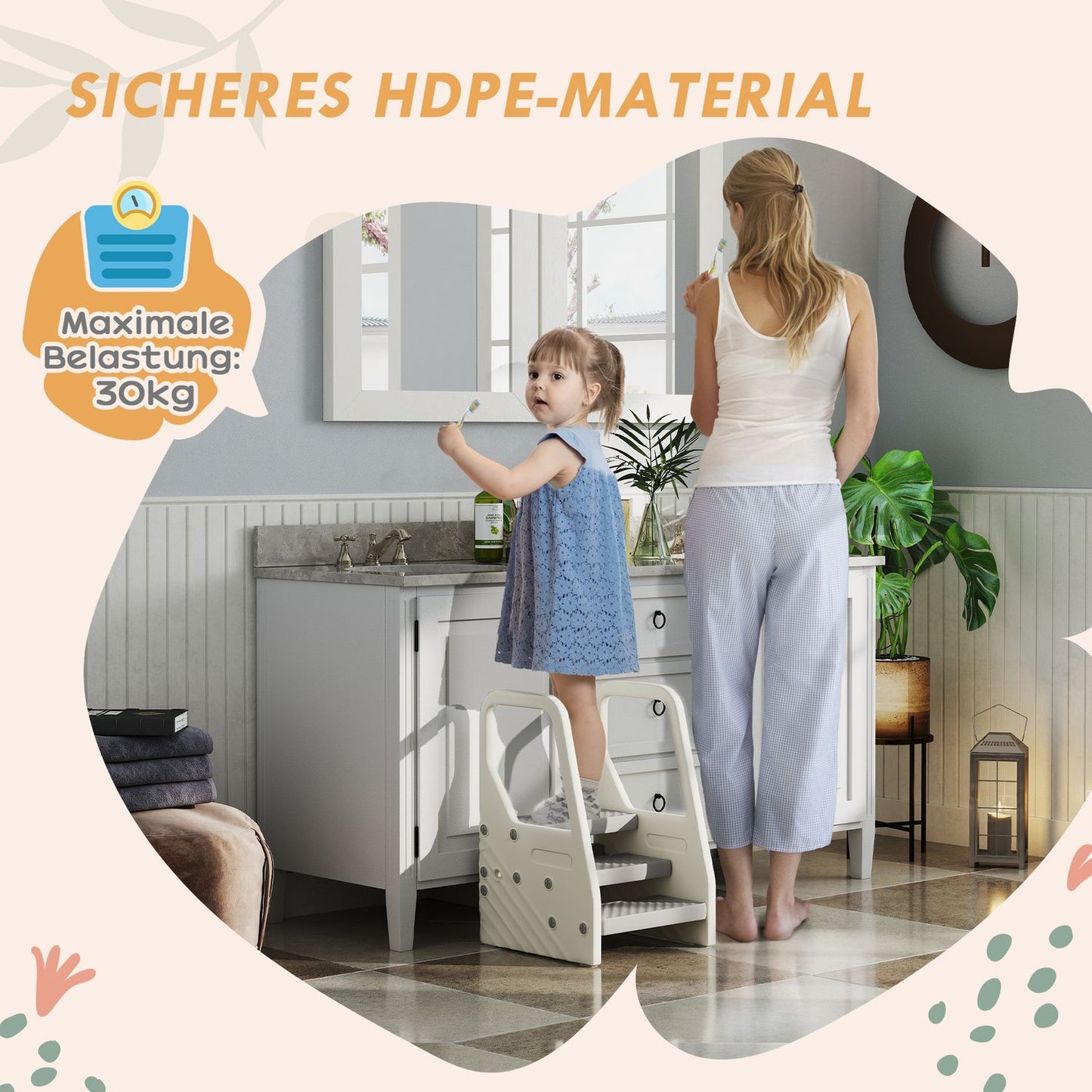 3-step stool for children, adjustable, anti-slip