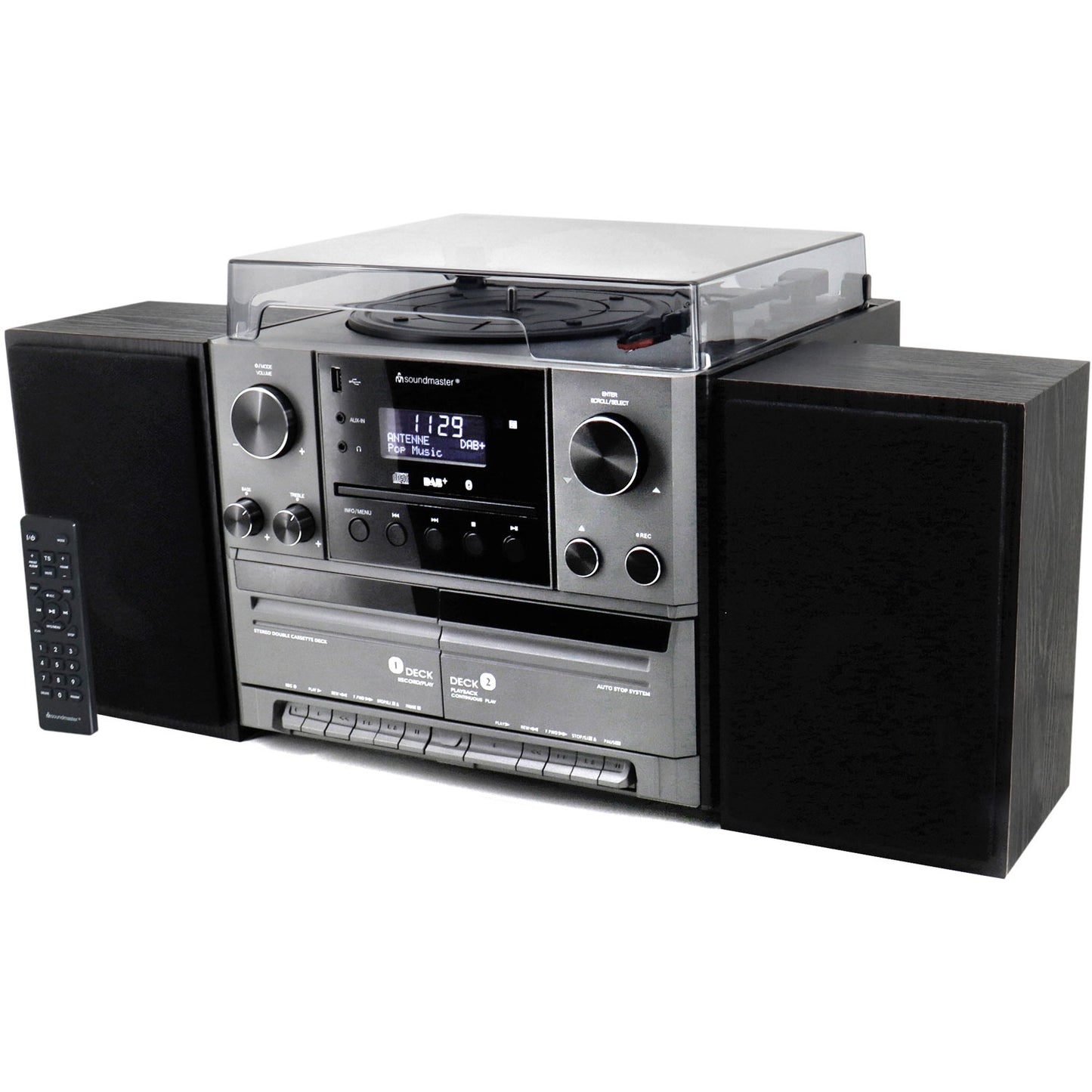 Stereo music center MCD5600 with DAB+/FM radio, CD/MP3, turntable, double cassette, USB, Bluetooth