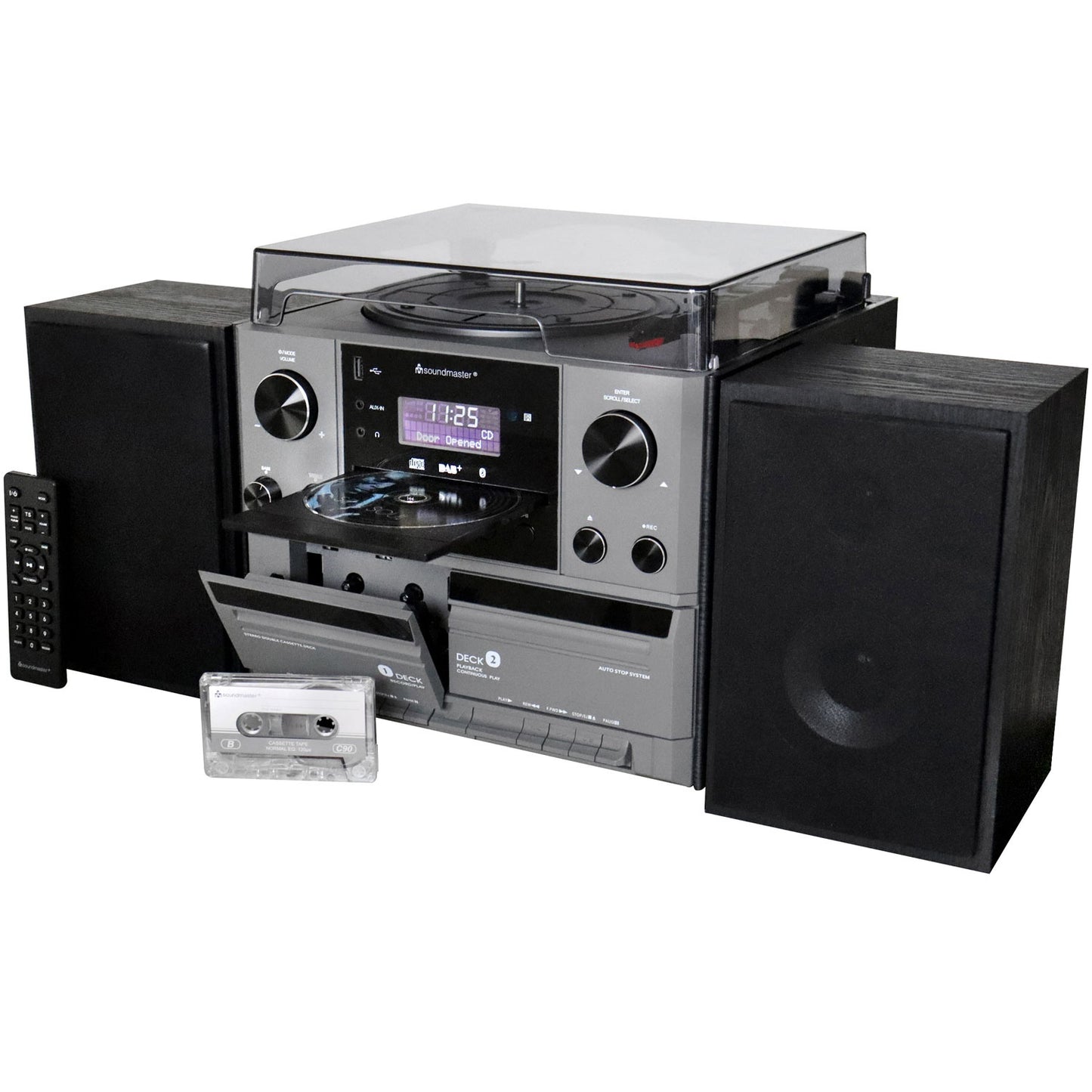 Stereo music center MCD5600 with DAB+/FM radio, CD/MP3, turntable, double cassette, USB, Bluetooth