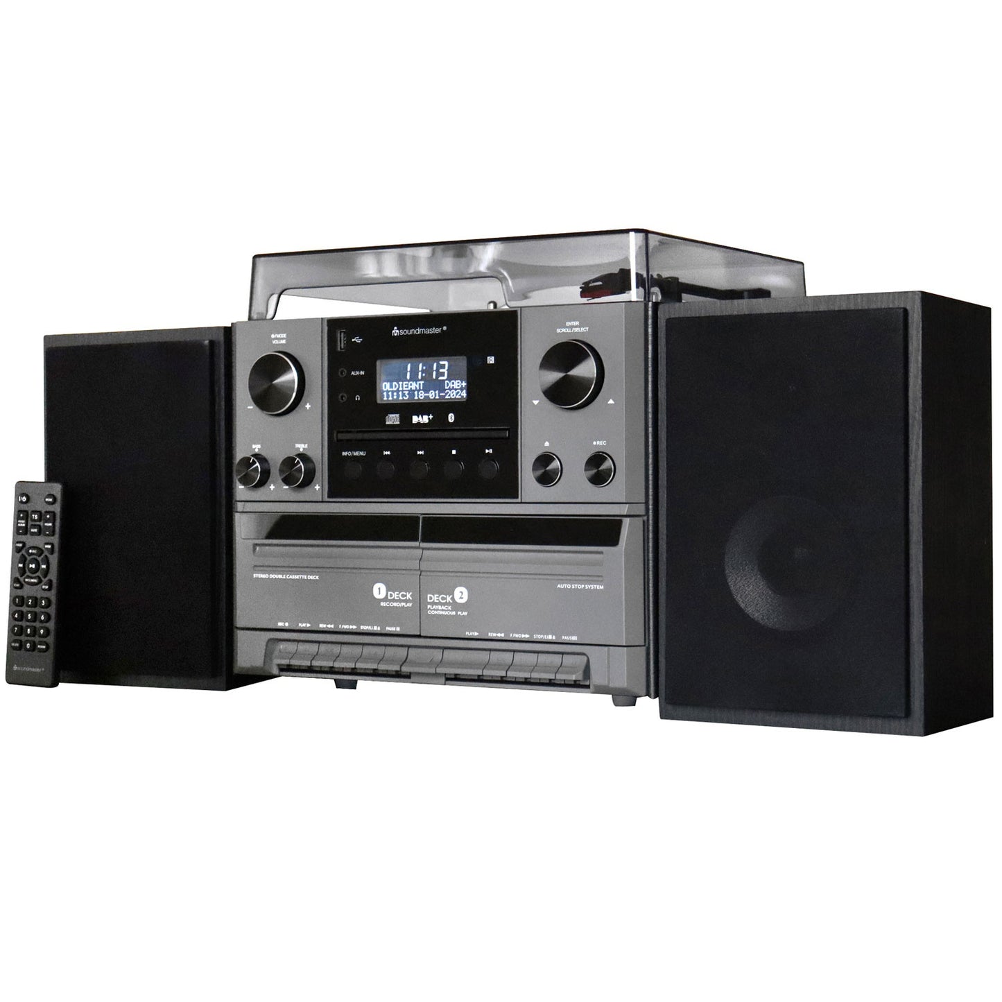 Stereo music center MCD5600 with DAB+/FM radio, CD/MP3, turntable, double cassette, USB, Bluetooth