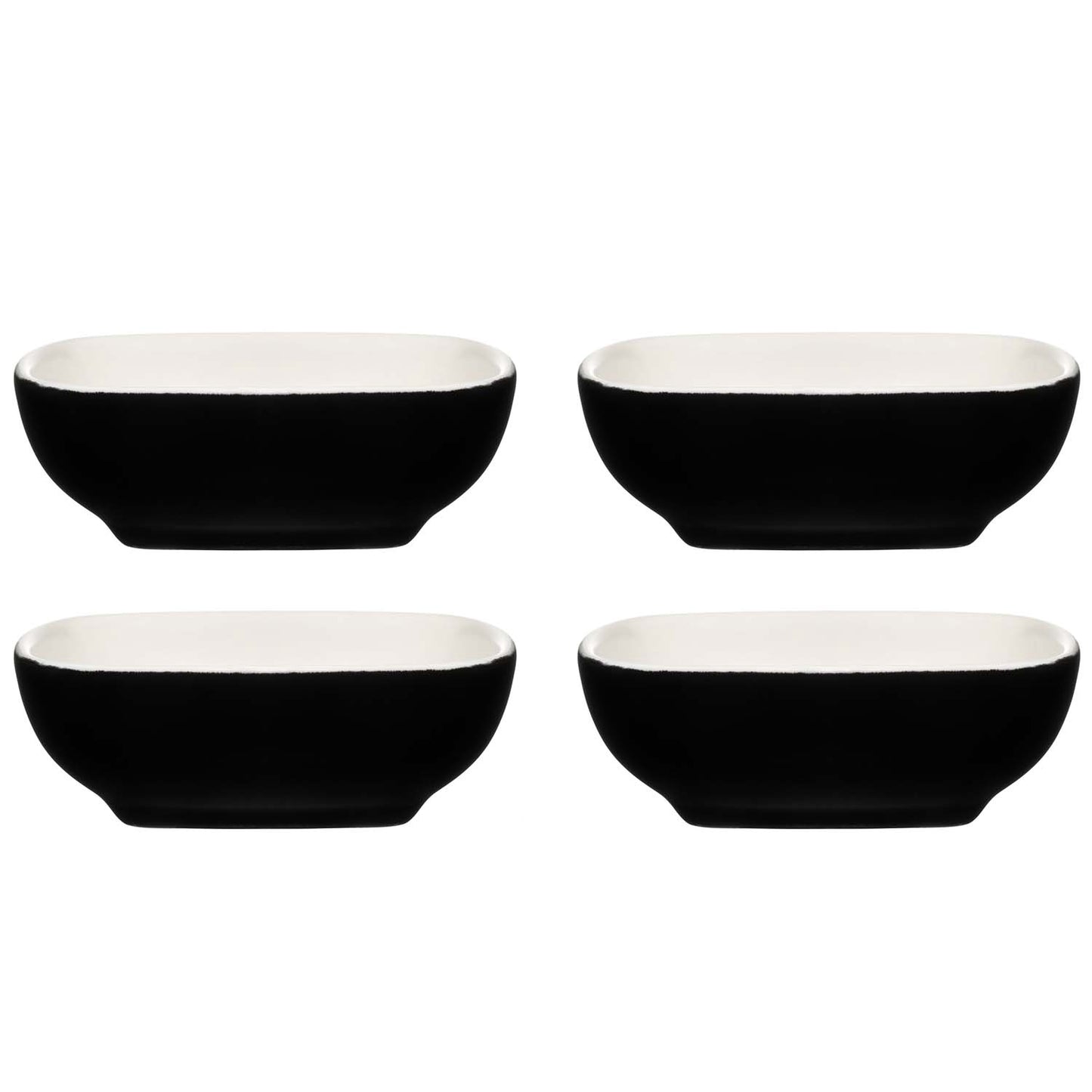 Stoneware Dip Bowls, Black/White, Set of 4, Oven Safe