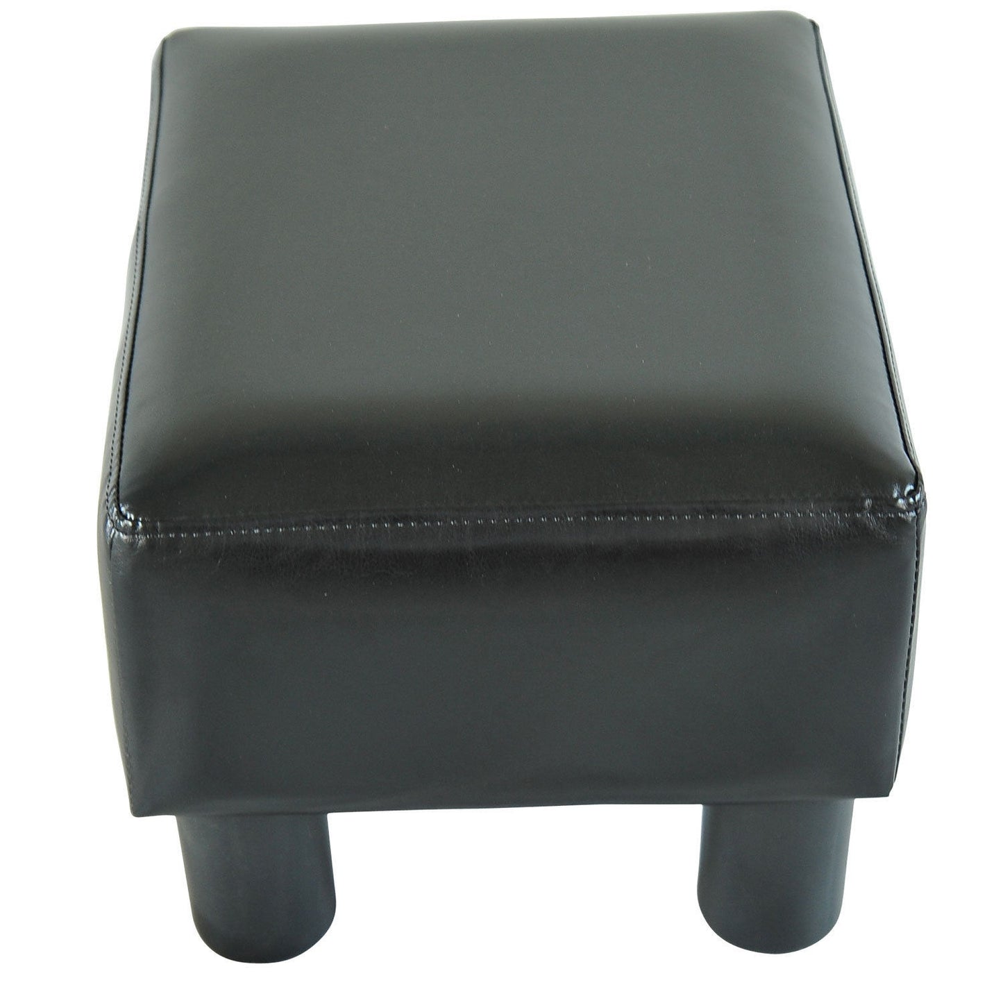 Black Chesterfield stool in artificial leather - 40x30x24cm