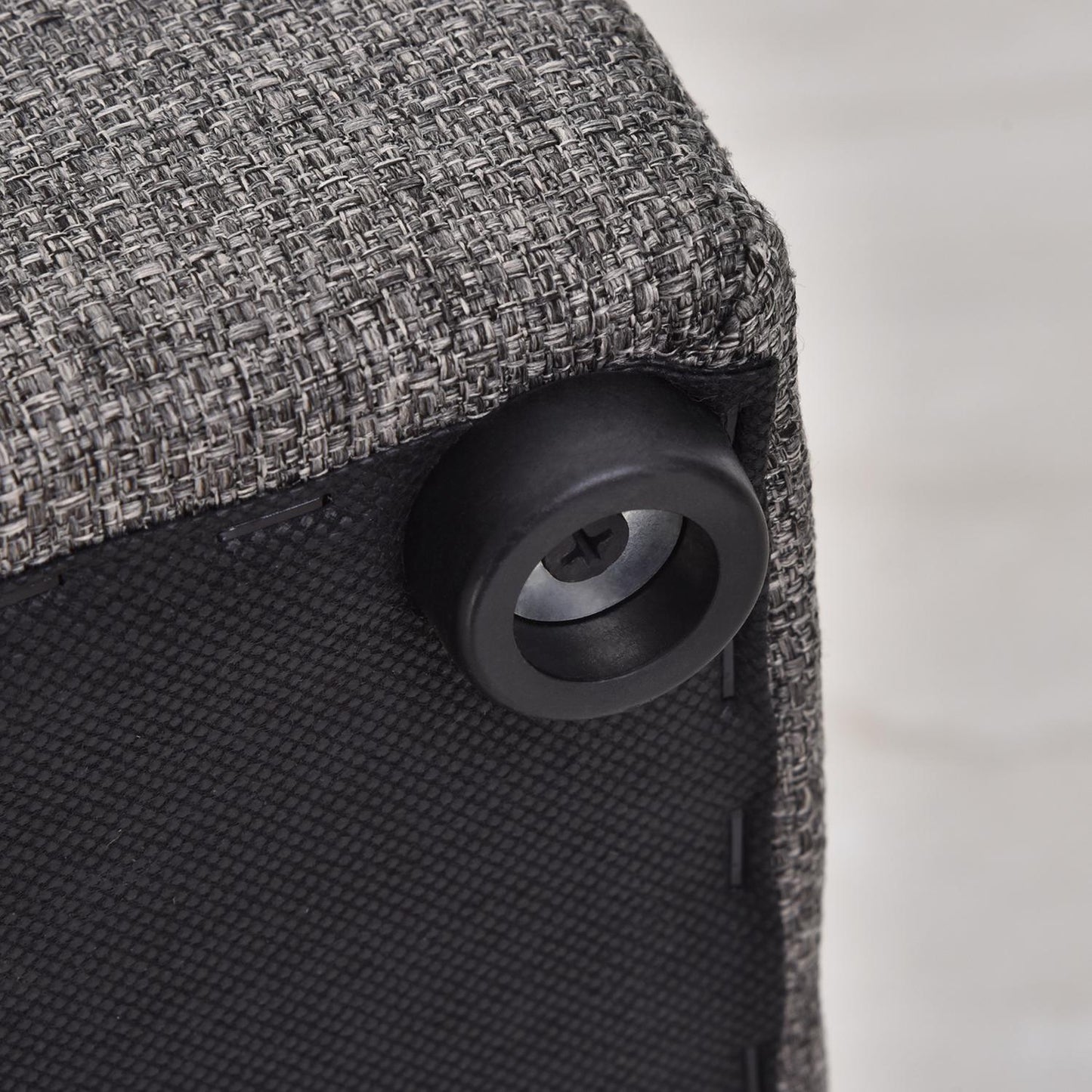 Stool with storage - Covered dark gray linen, 42x42x41 Cm