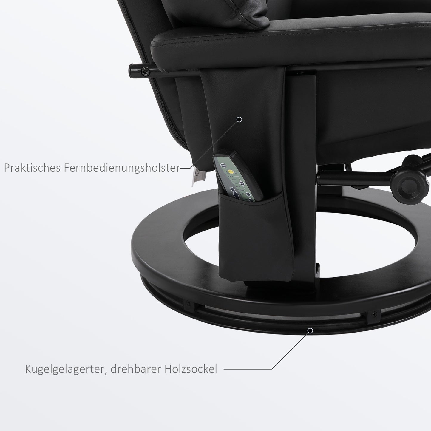 Black massage stool - 76x80x102 cm Adjustable height