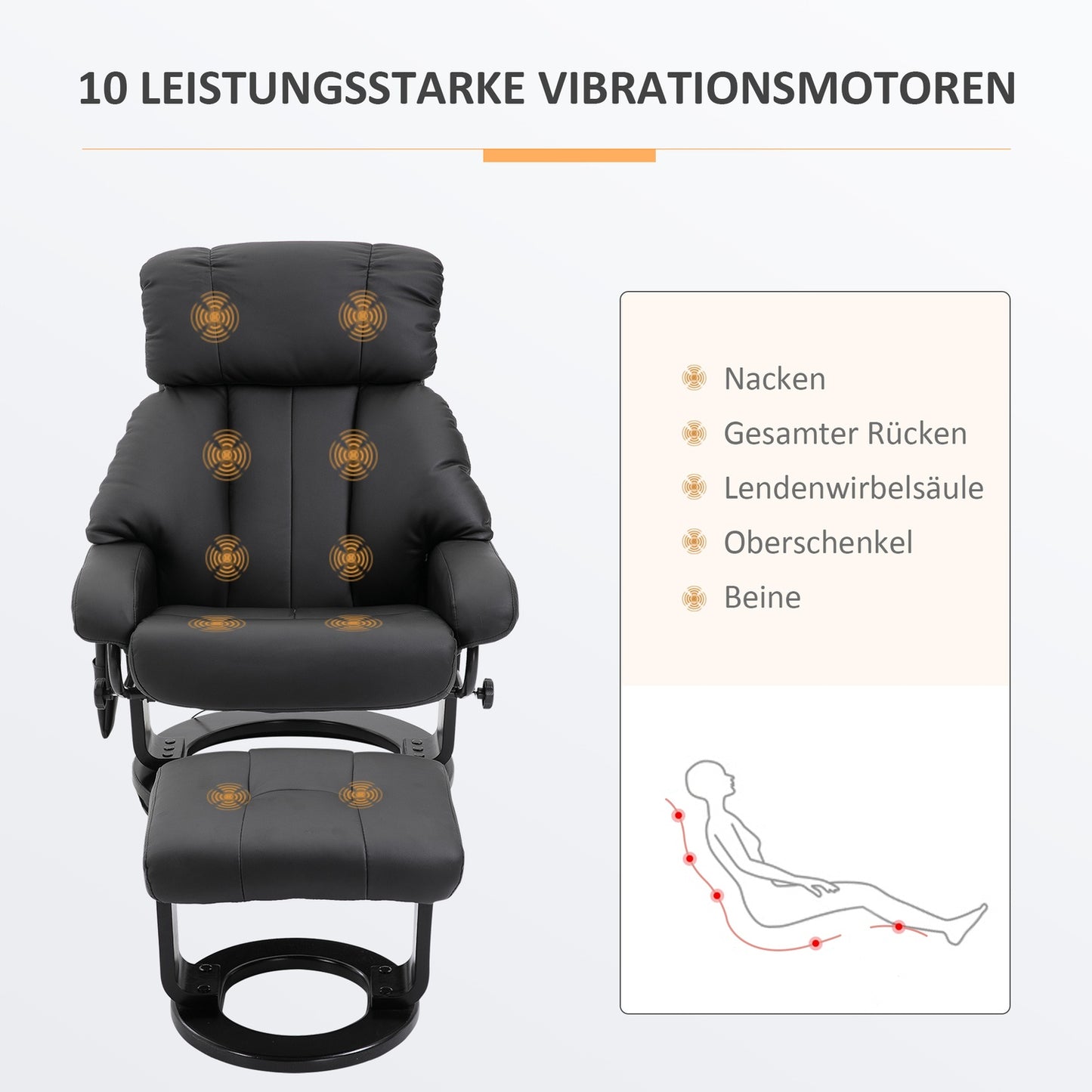 Black massage stool - 76x80x102 cm Adjustable height