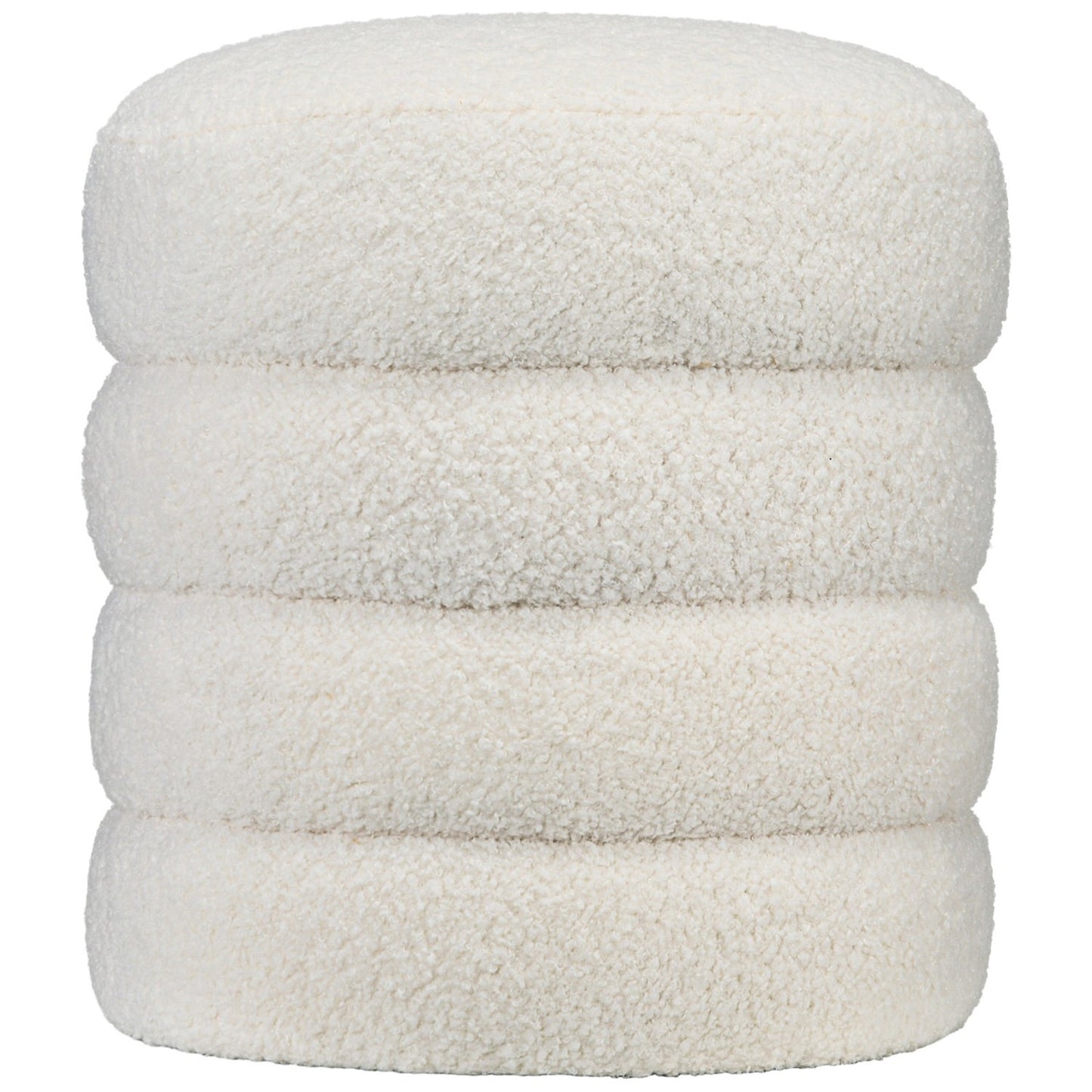 Cream white round ottoman footstool - Ø40 x 45 cm