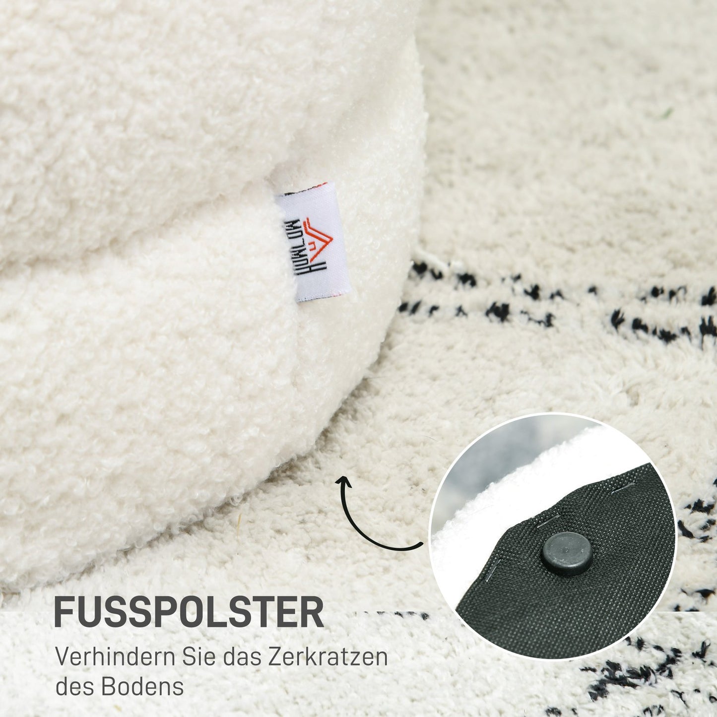 Cream white round ottoman footstool - Ø40 x 45 cm