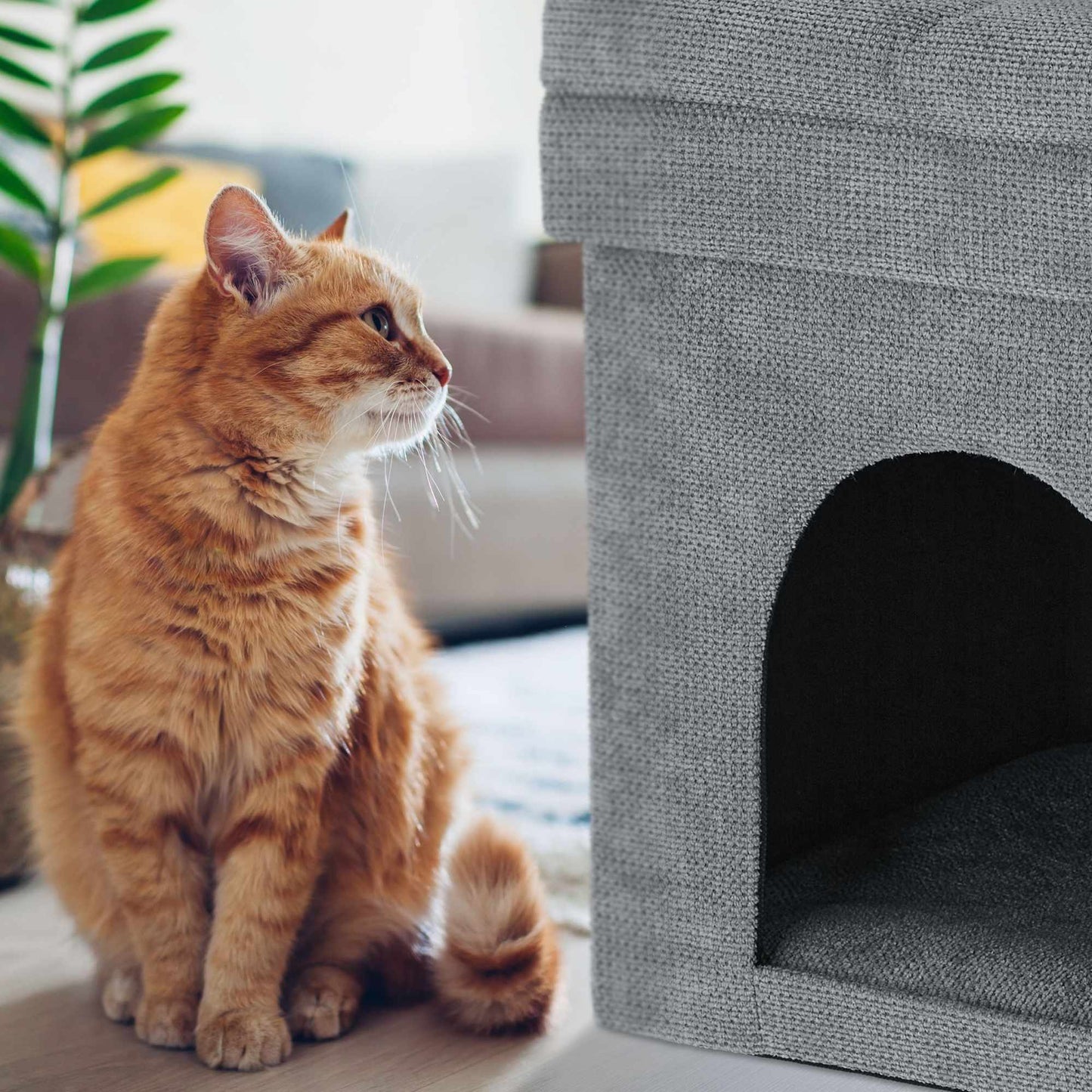 Stool for cat cave in grey