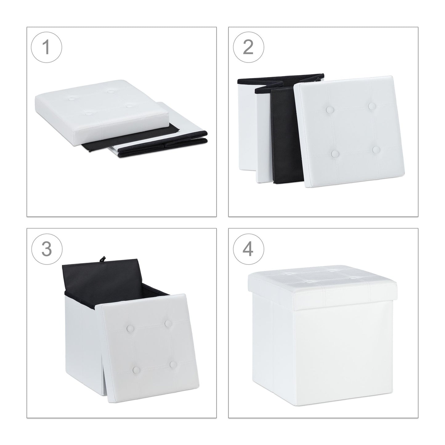 Stool in artificial leather with storage space