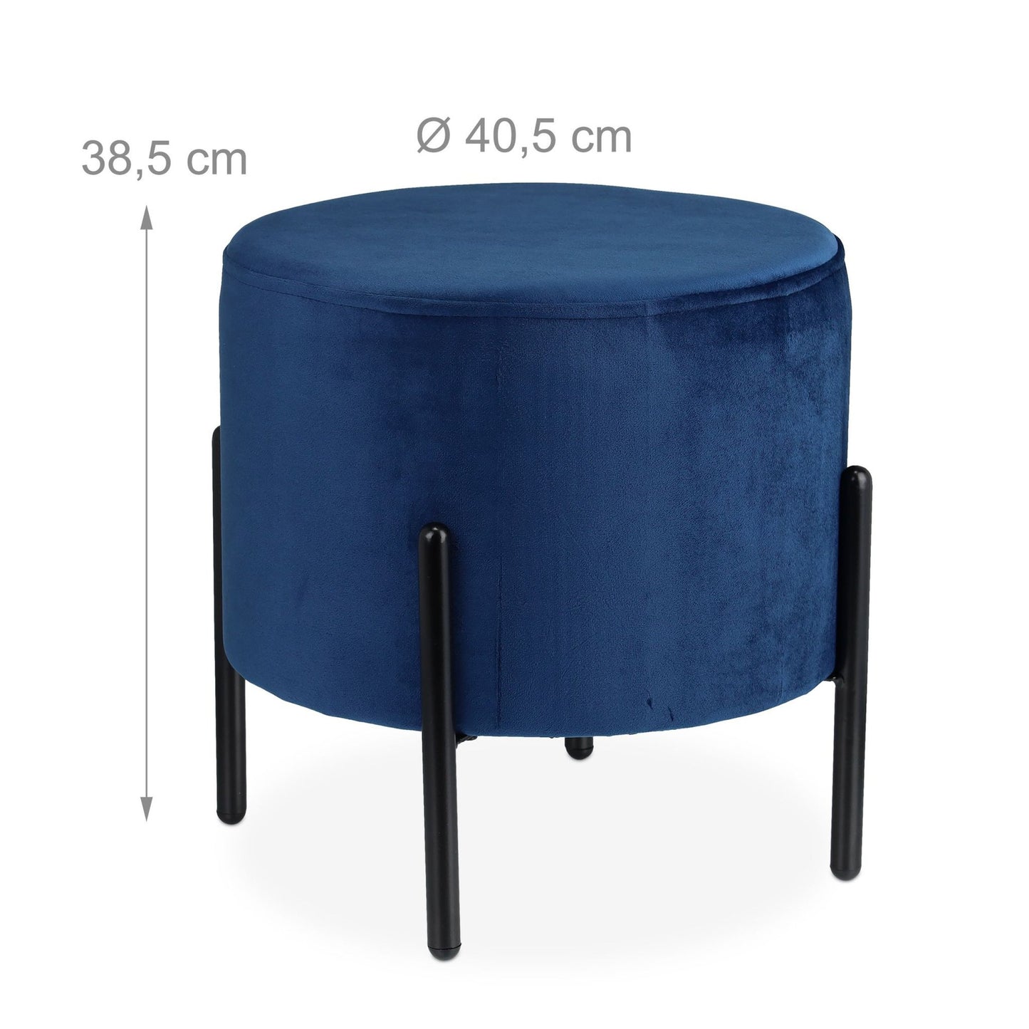 Stool in blue velvet