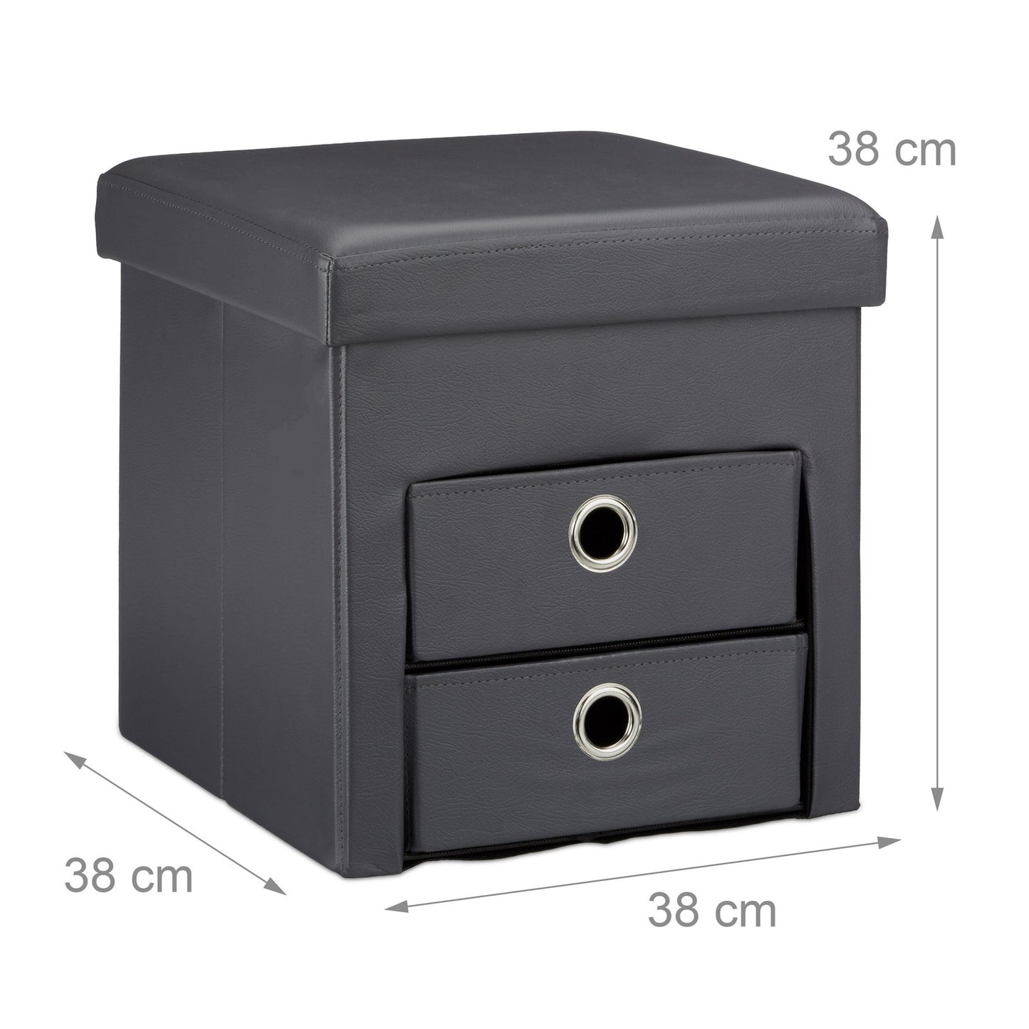 Stool in imitation leather with 2 compartments
