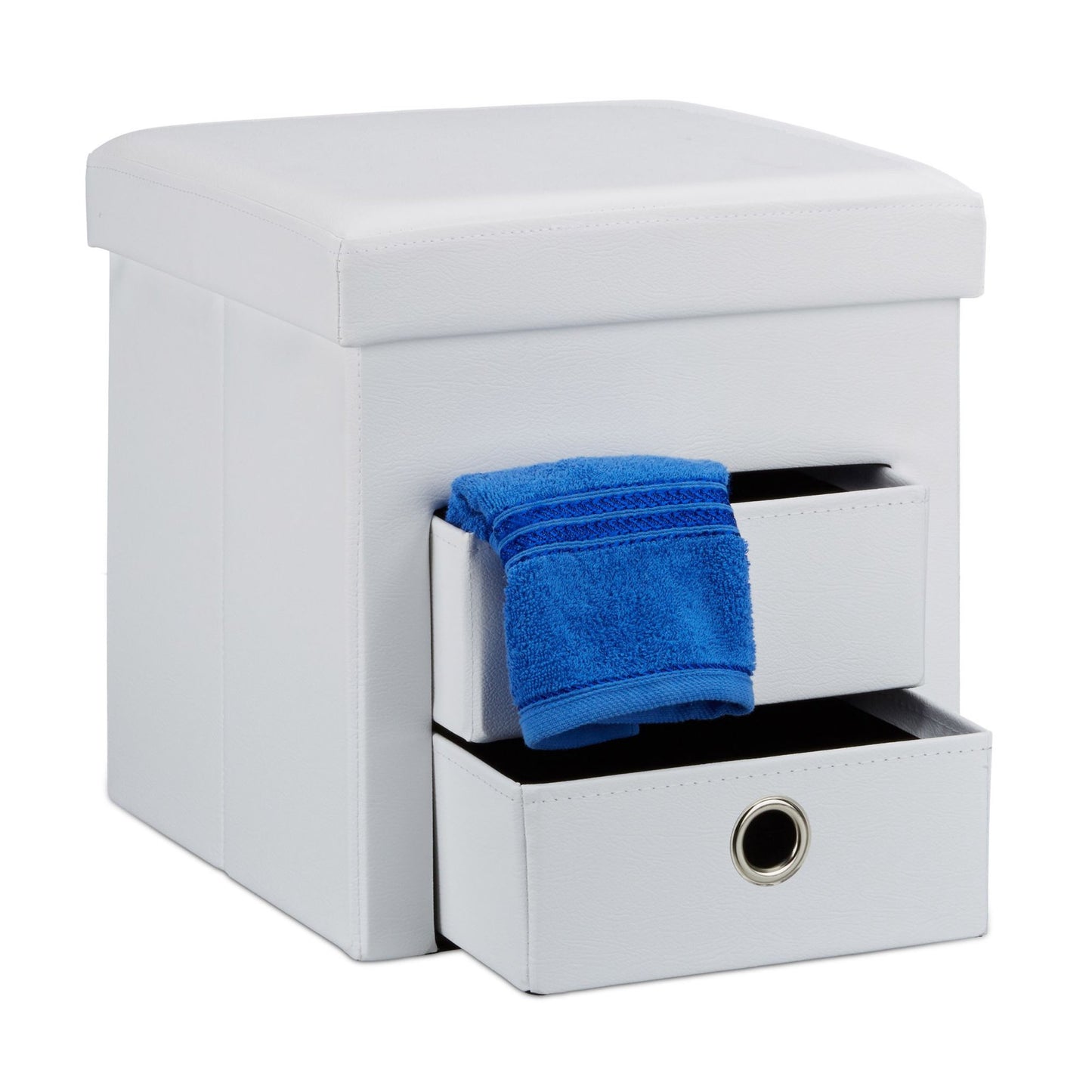 Stool in imitation leather with 2 compartments
