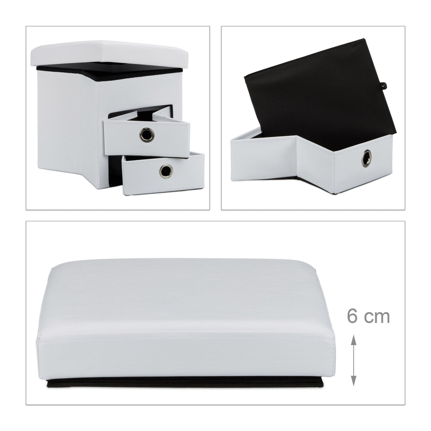 Stool in imitation leather with 2 compartments