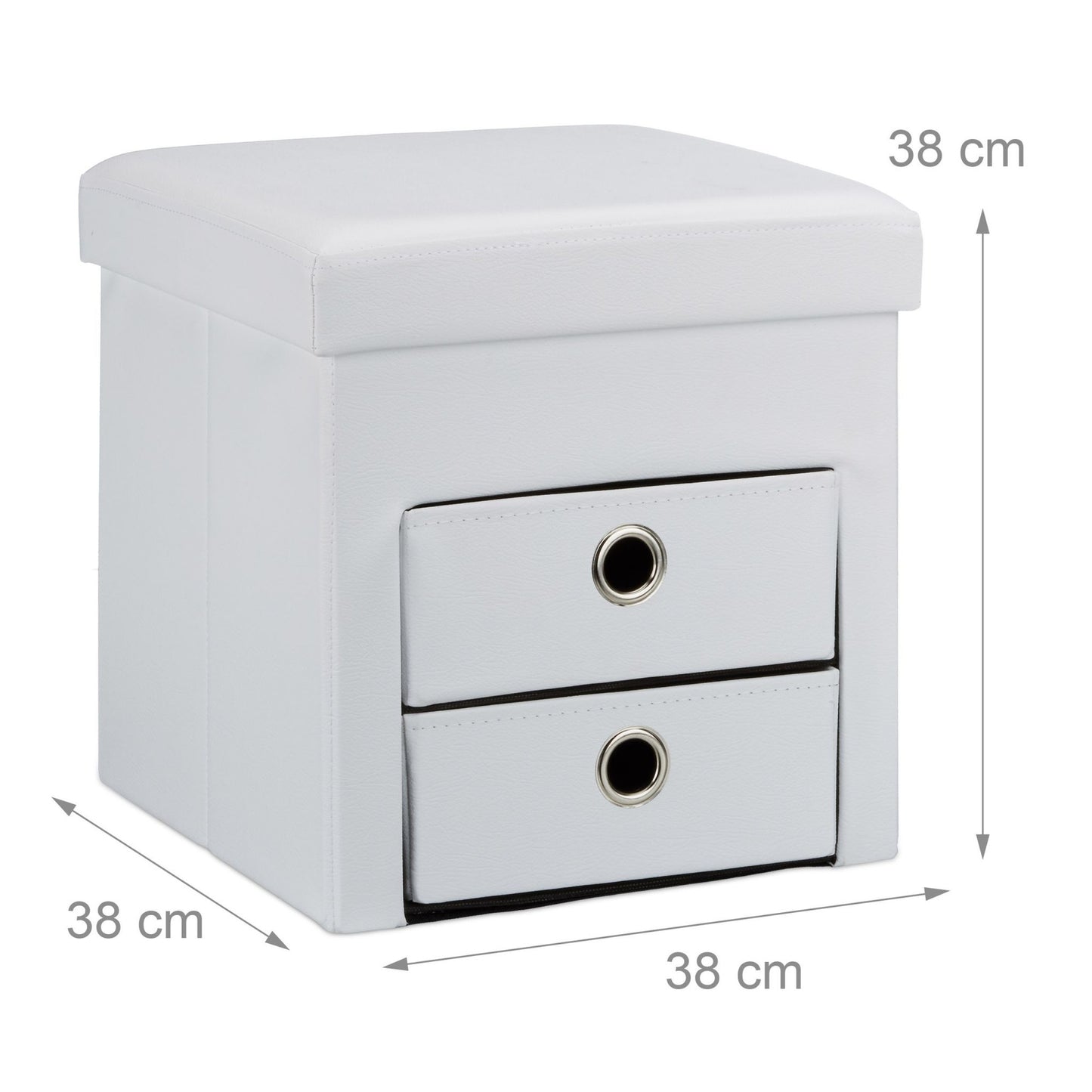 Stool in imitation leather with 2 compartments