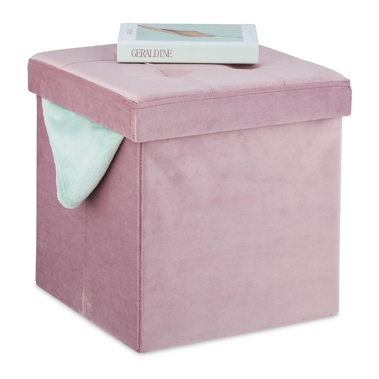 Stool in pink velvet