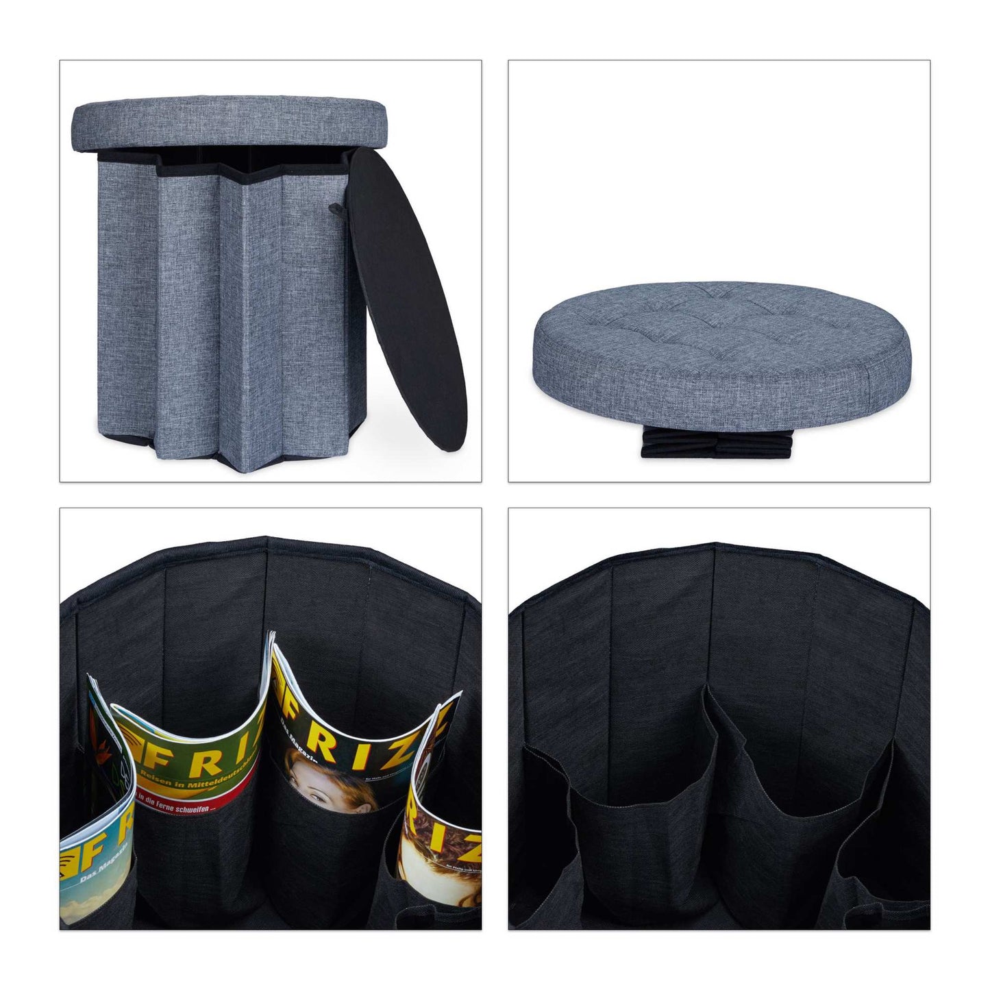 Stool with storage space size L round