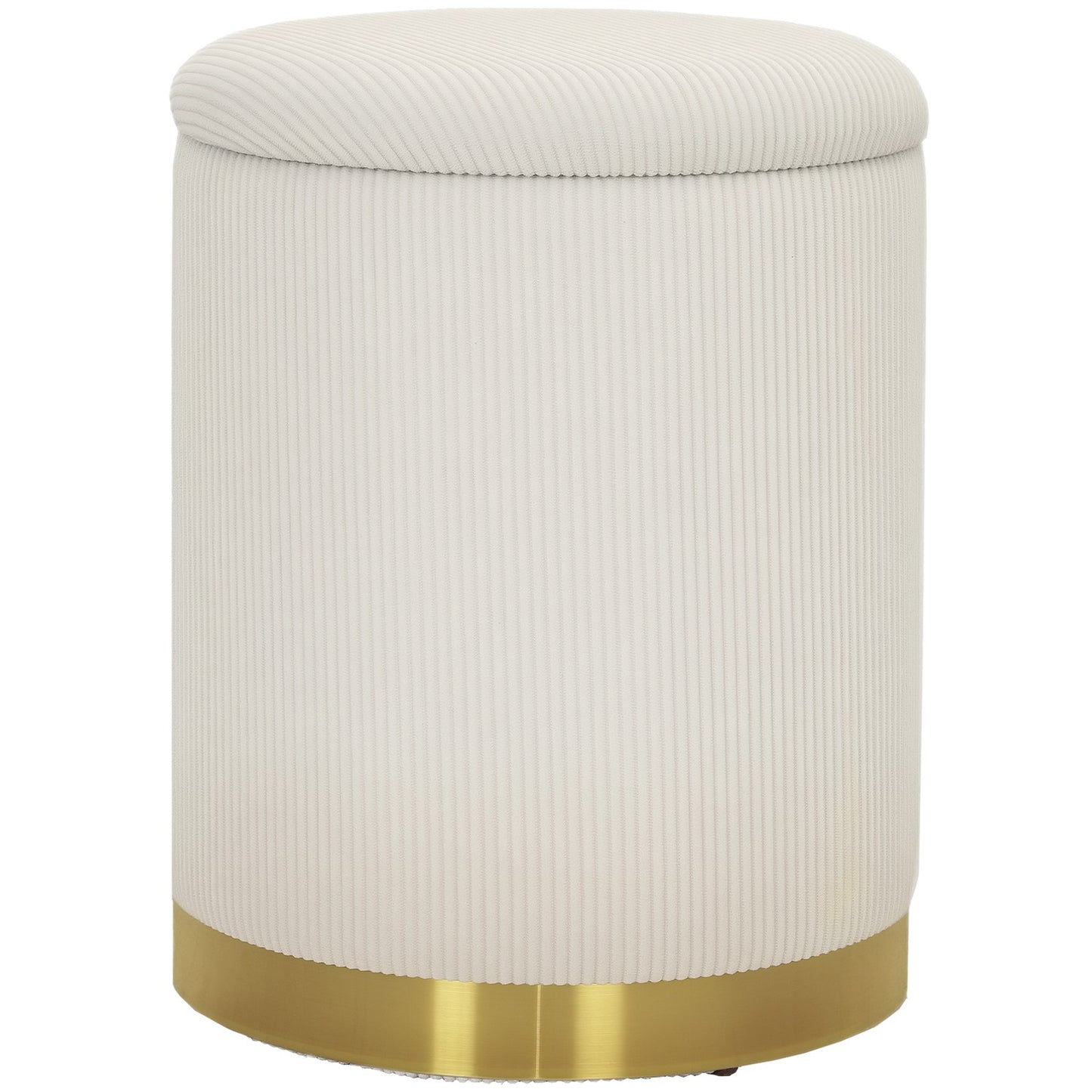 Cream white upholstered storage pallet with steel base