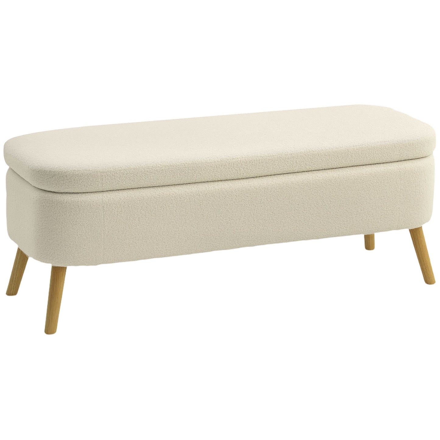 Storage Bench with Hidden Compartment, Teddy Fleece, 220kg Capacity