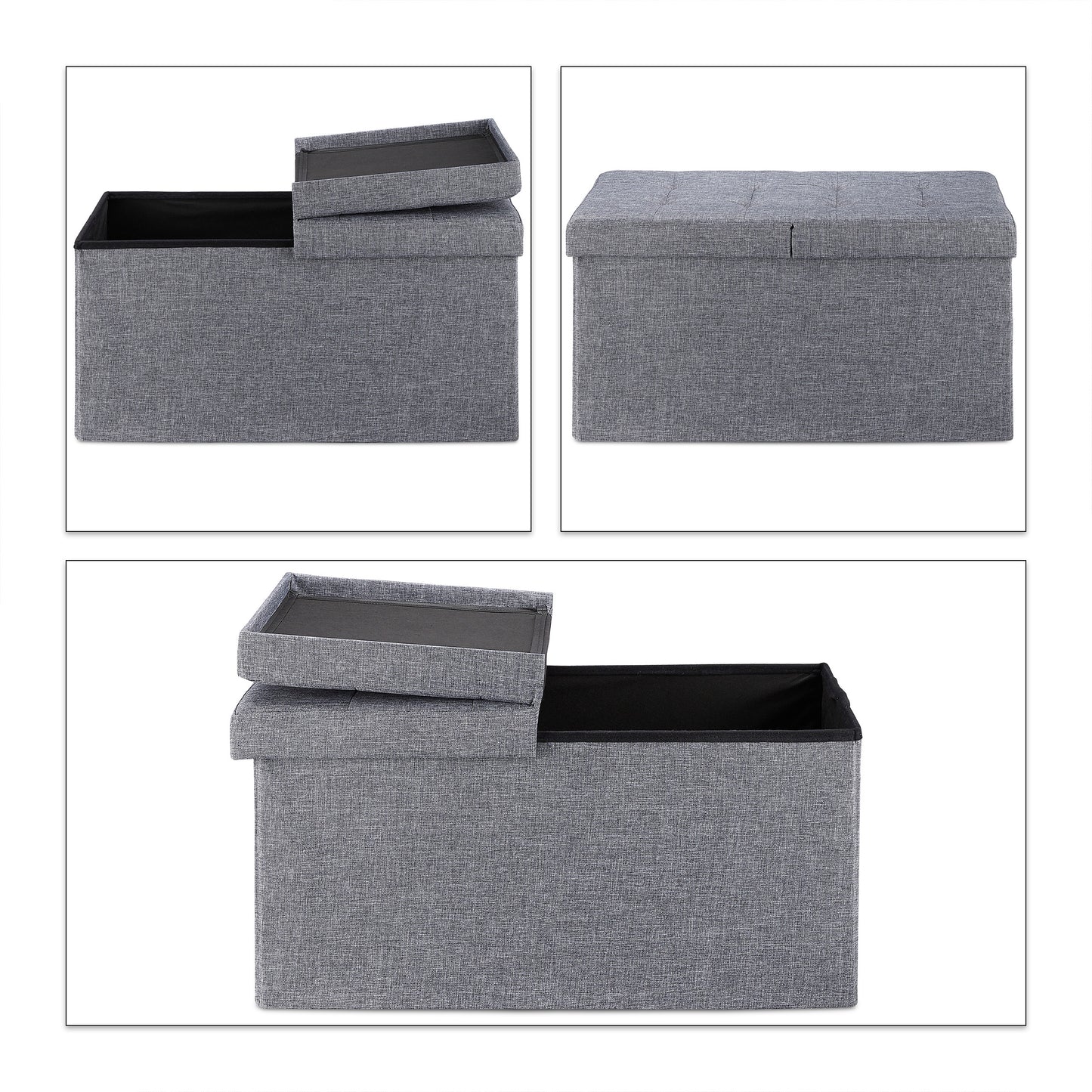 Storage bench with hinged lid
