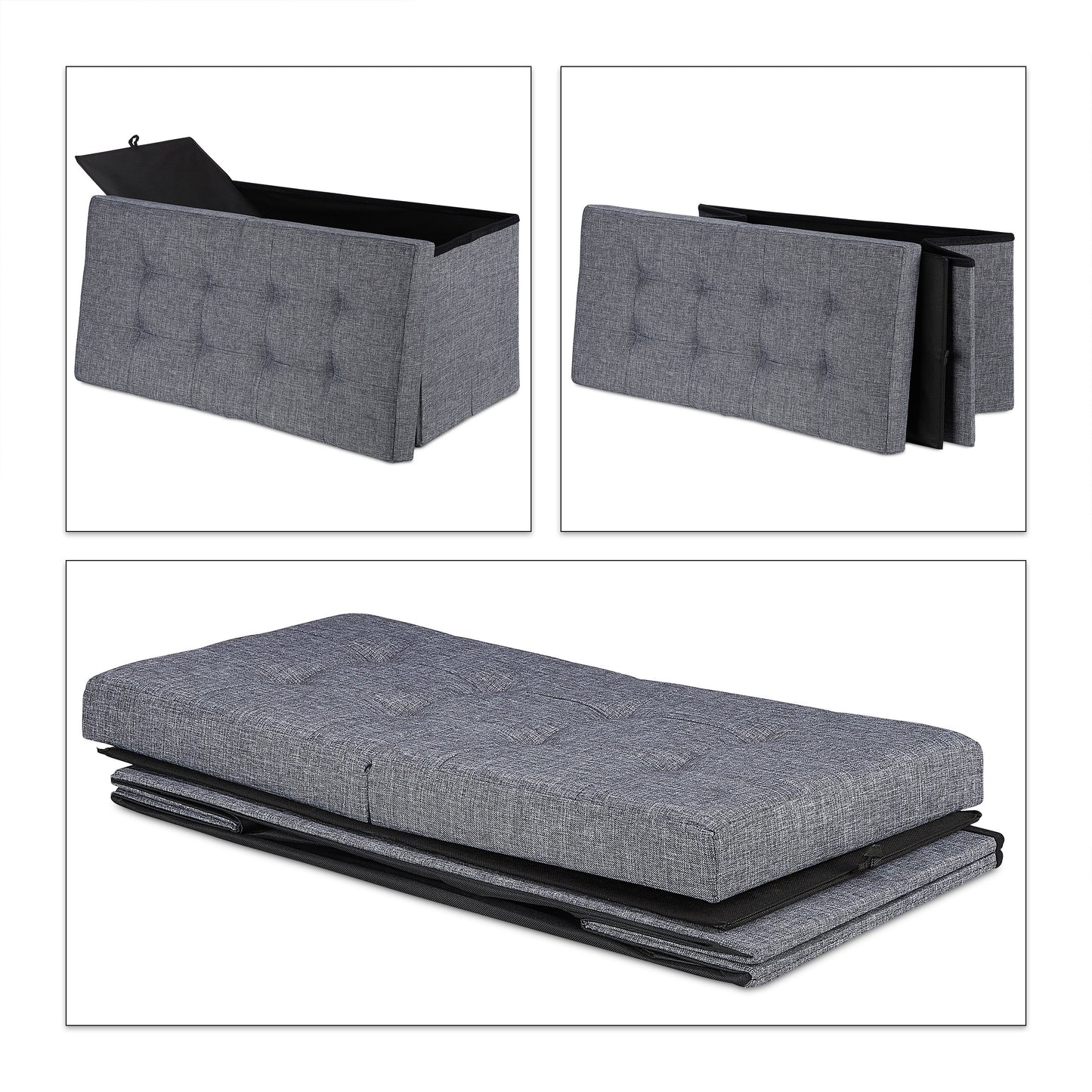 Storage bench with hinged lid