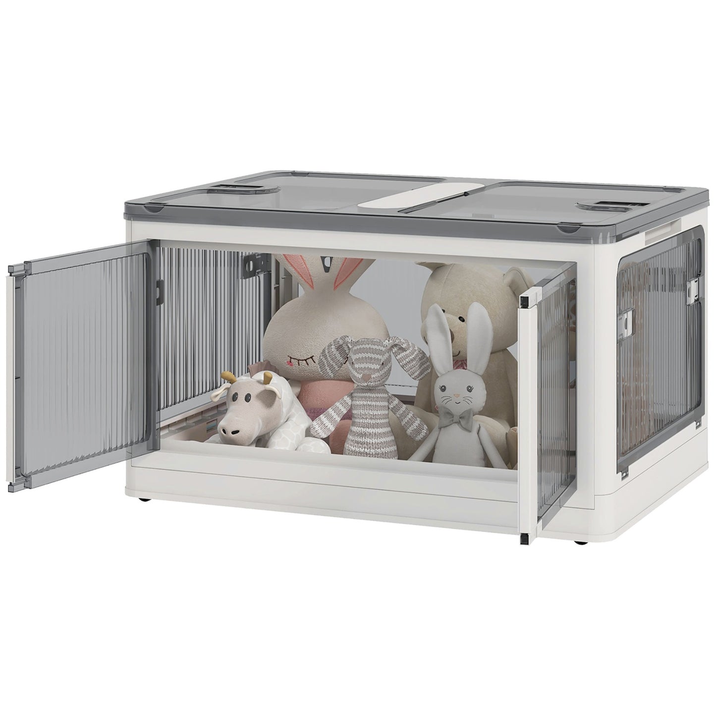 99L stackable storage box with wheels, foldable, white