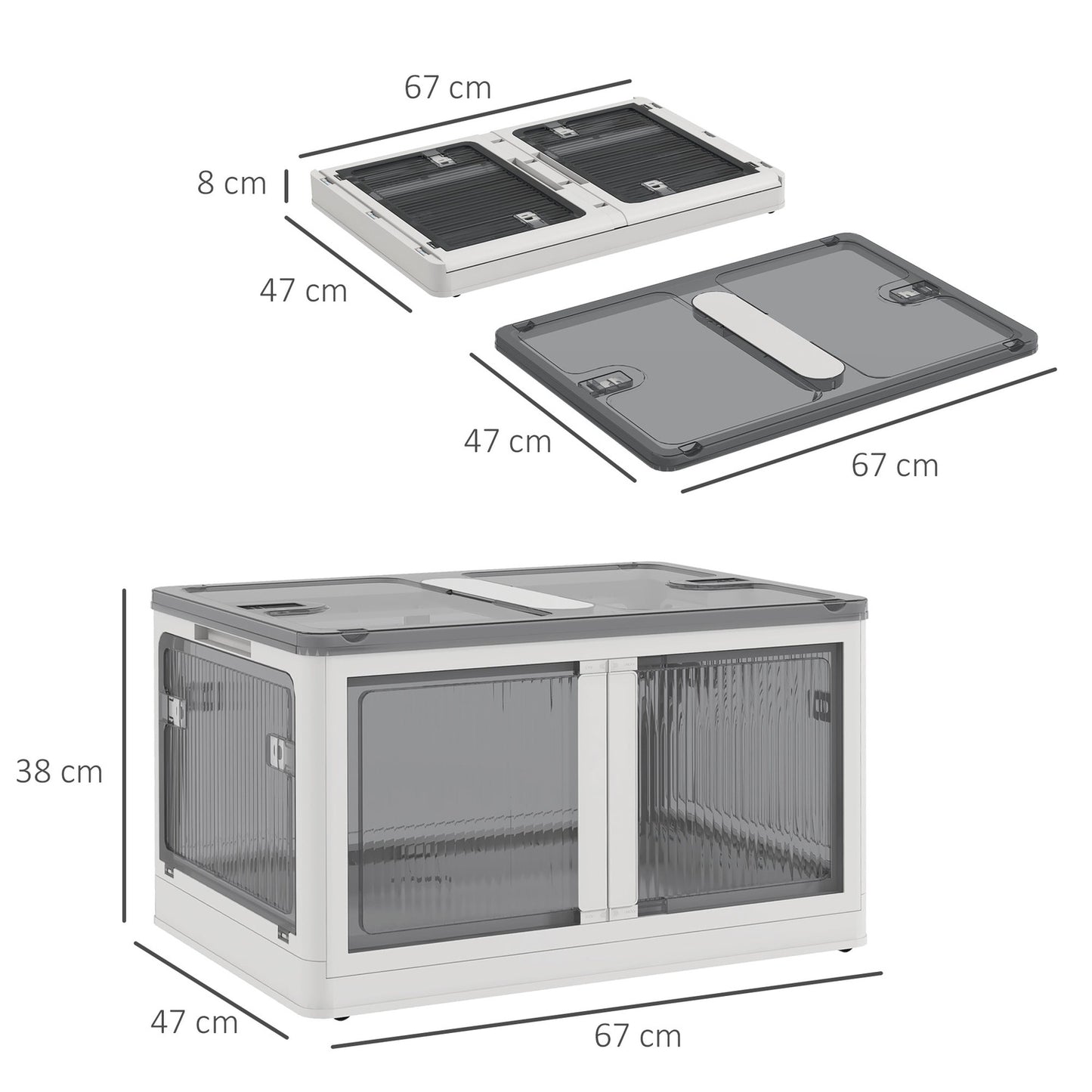 99L stackable storage box with wheels, foldable, white